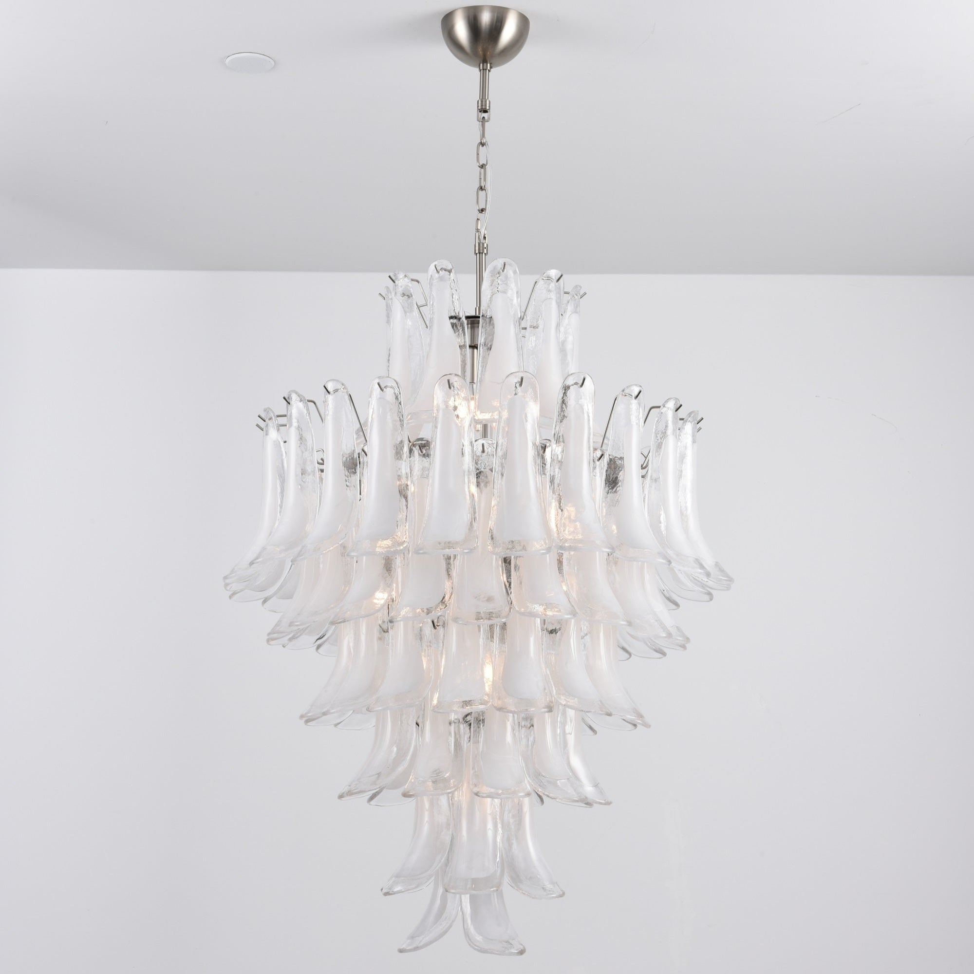 Aurora Chandelier White Cloud Glass Petals-Neutral Decor