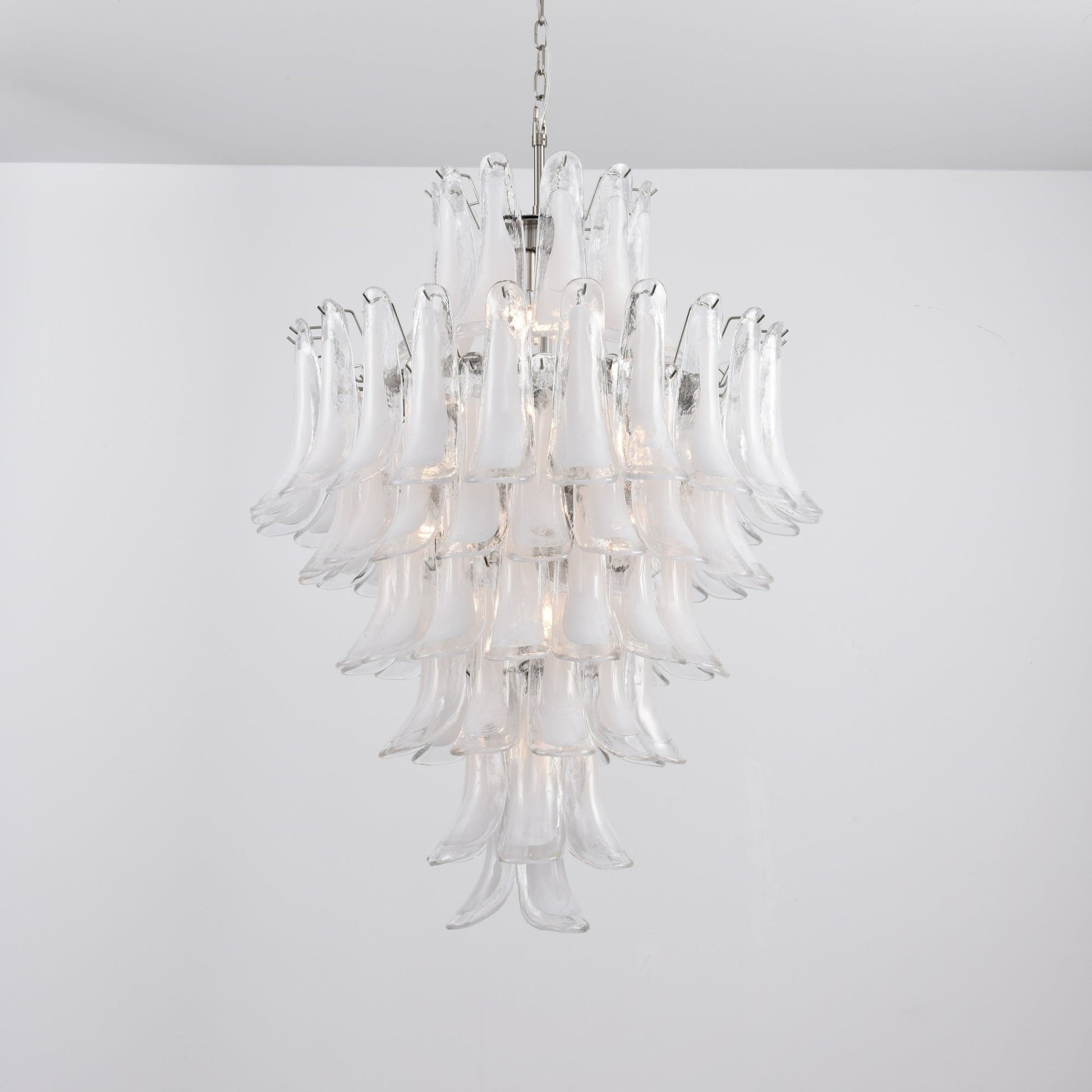 Aurora Chandelier White Cloud Glass Petals-Neutral Decor