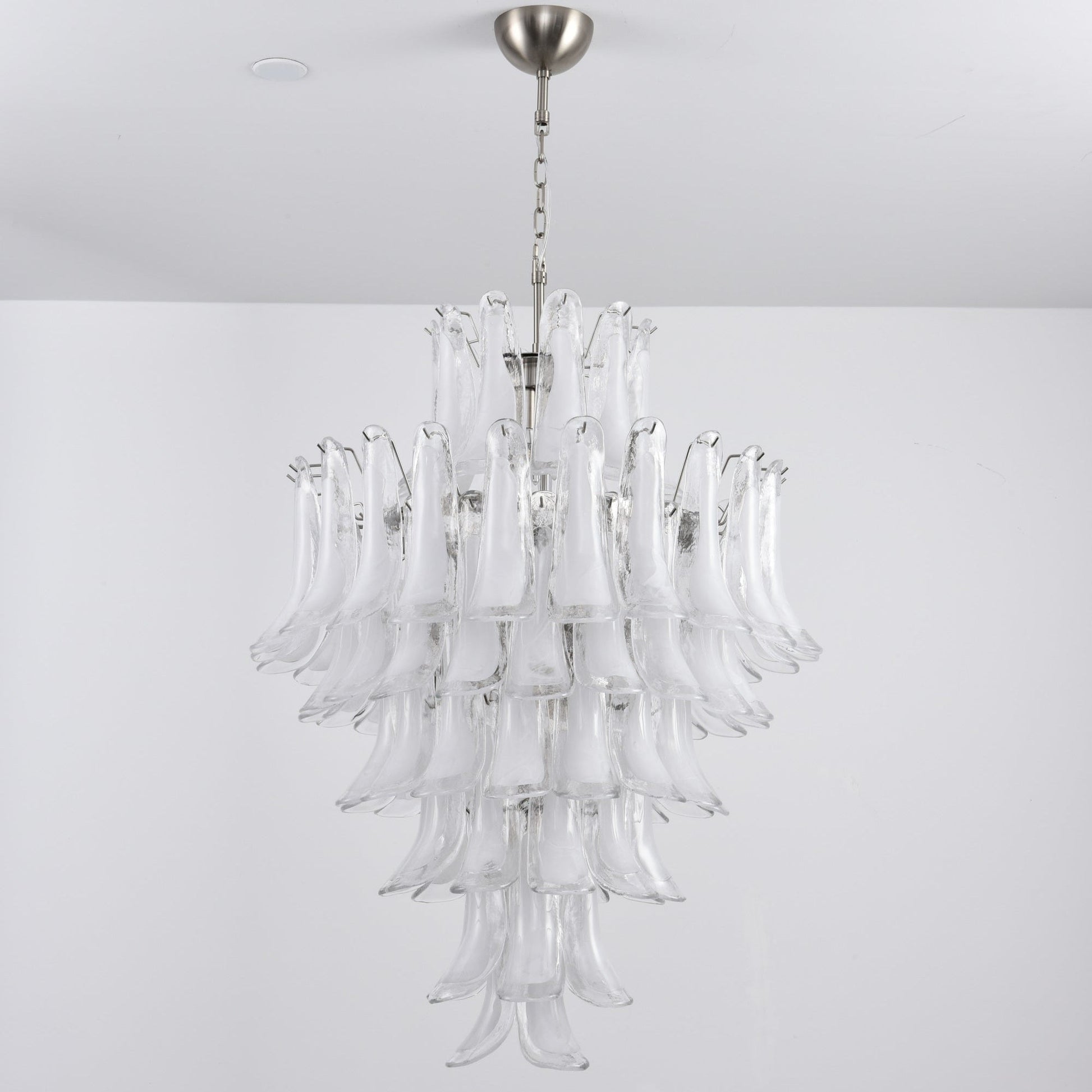 Aurora Chandelier White Cloud Glass Petals-Neutral Decor