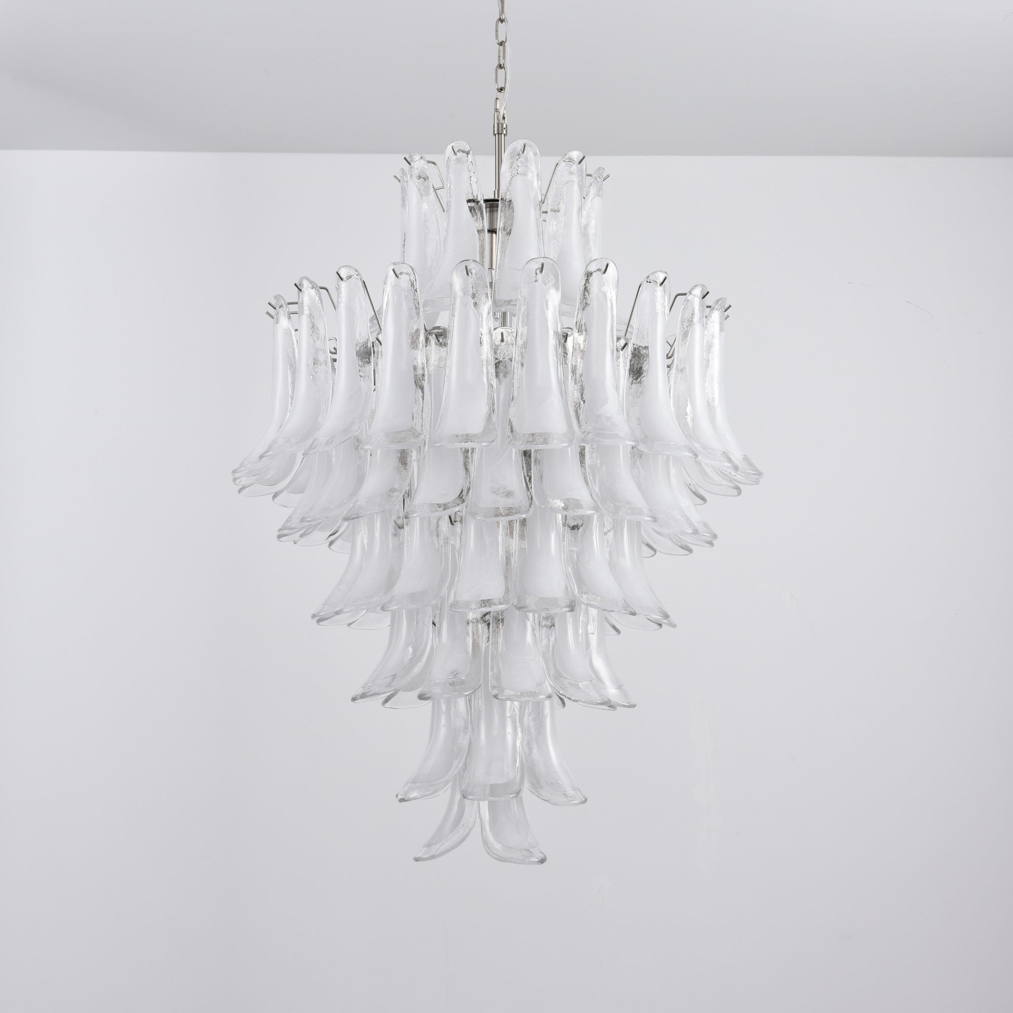Aurora Chandelier White Cloud Glass Petals-Neutral Decor
