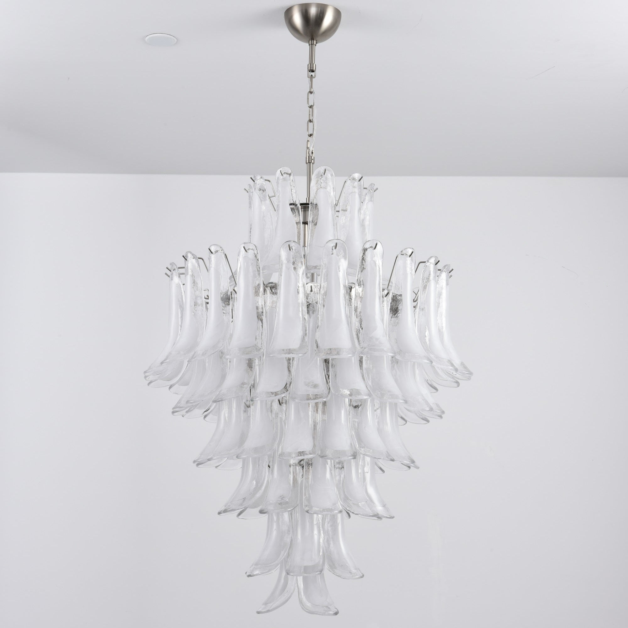 Aurora Chandelier White Cloud Glass Petals-Neutral Decor