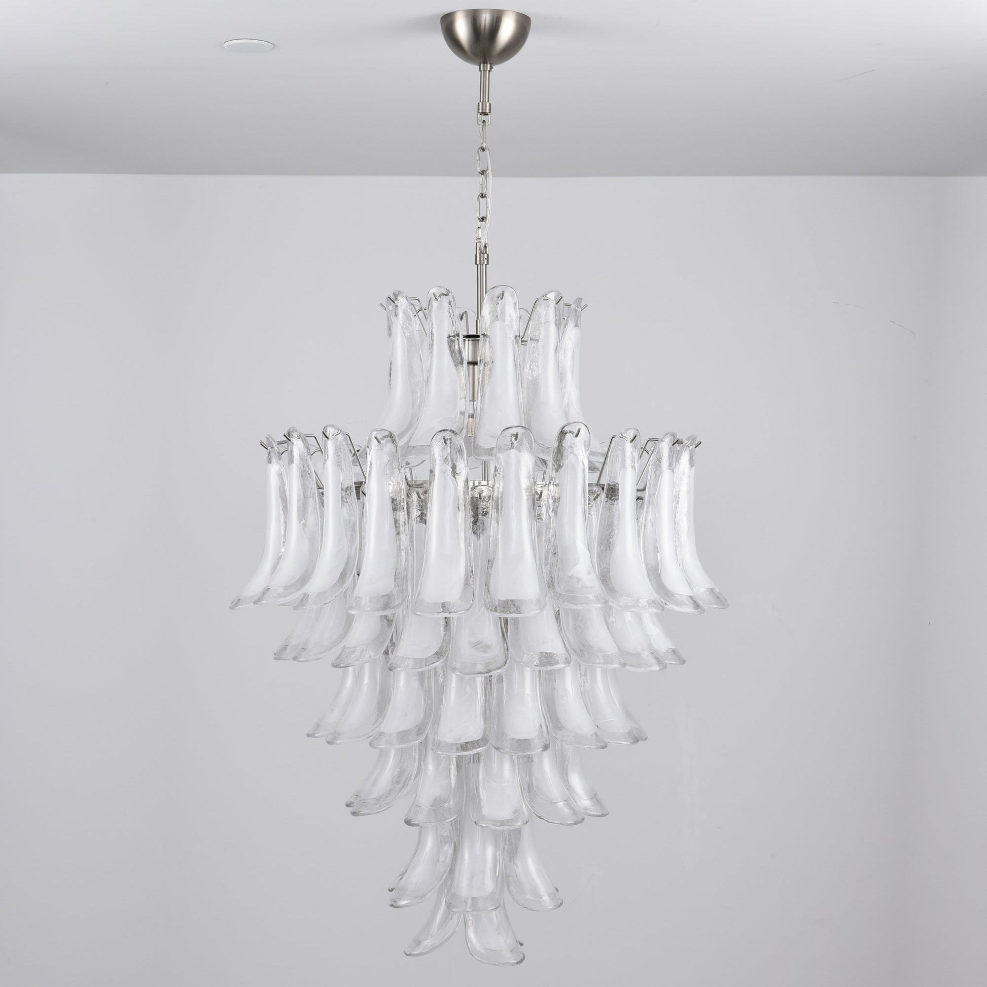 Aurora Chandelier White Cloud Glass Petals-Neutral Decor