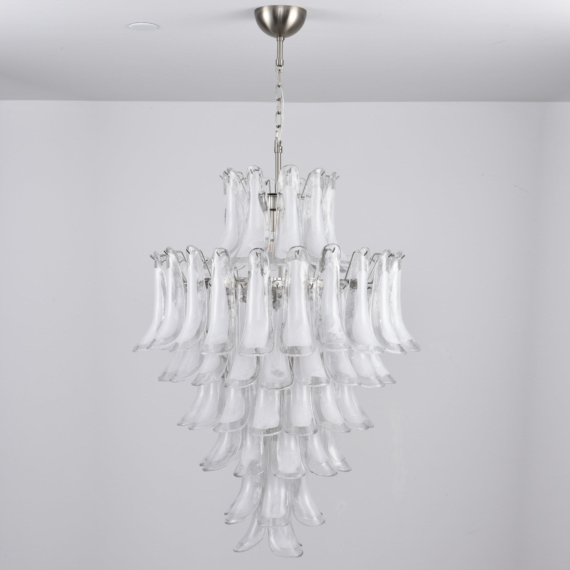Aurora Chandelier White Cloud Glass Petals-Neutral Decor