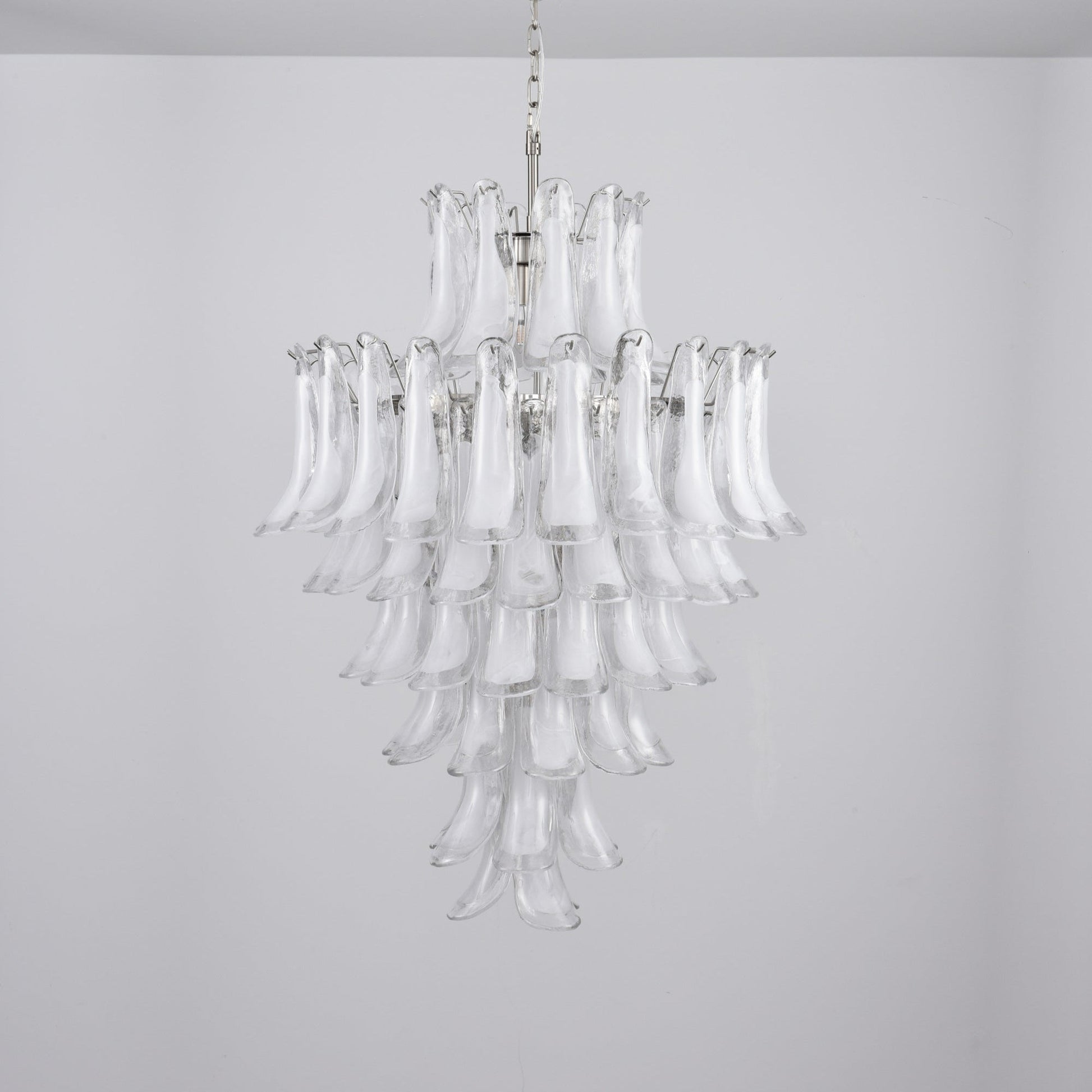 Aurora Chandelier White Cloud Glass Petals-Neutral Decor