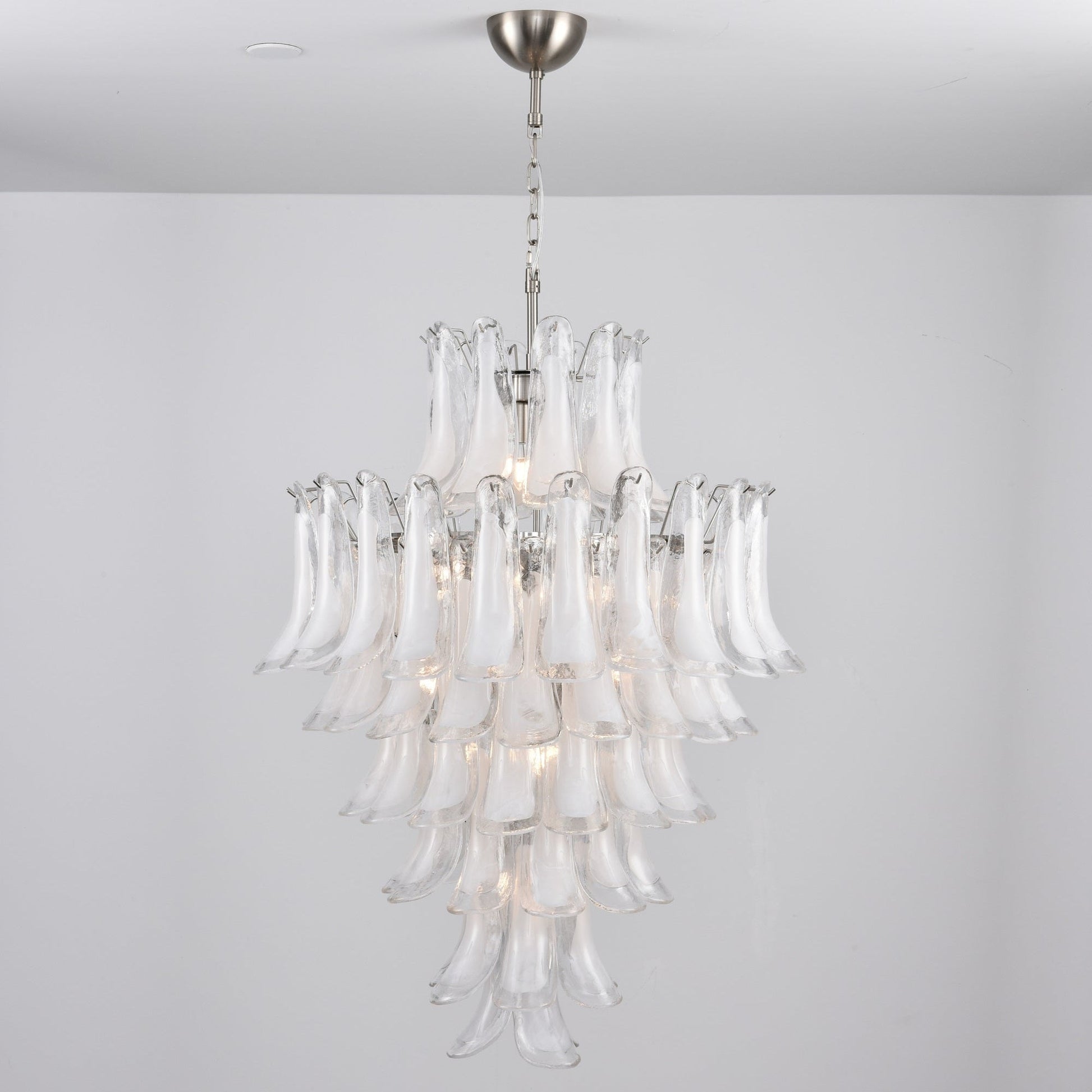 Aurora Chandelier White Cloud Glass Petals-Neutral Decor