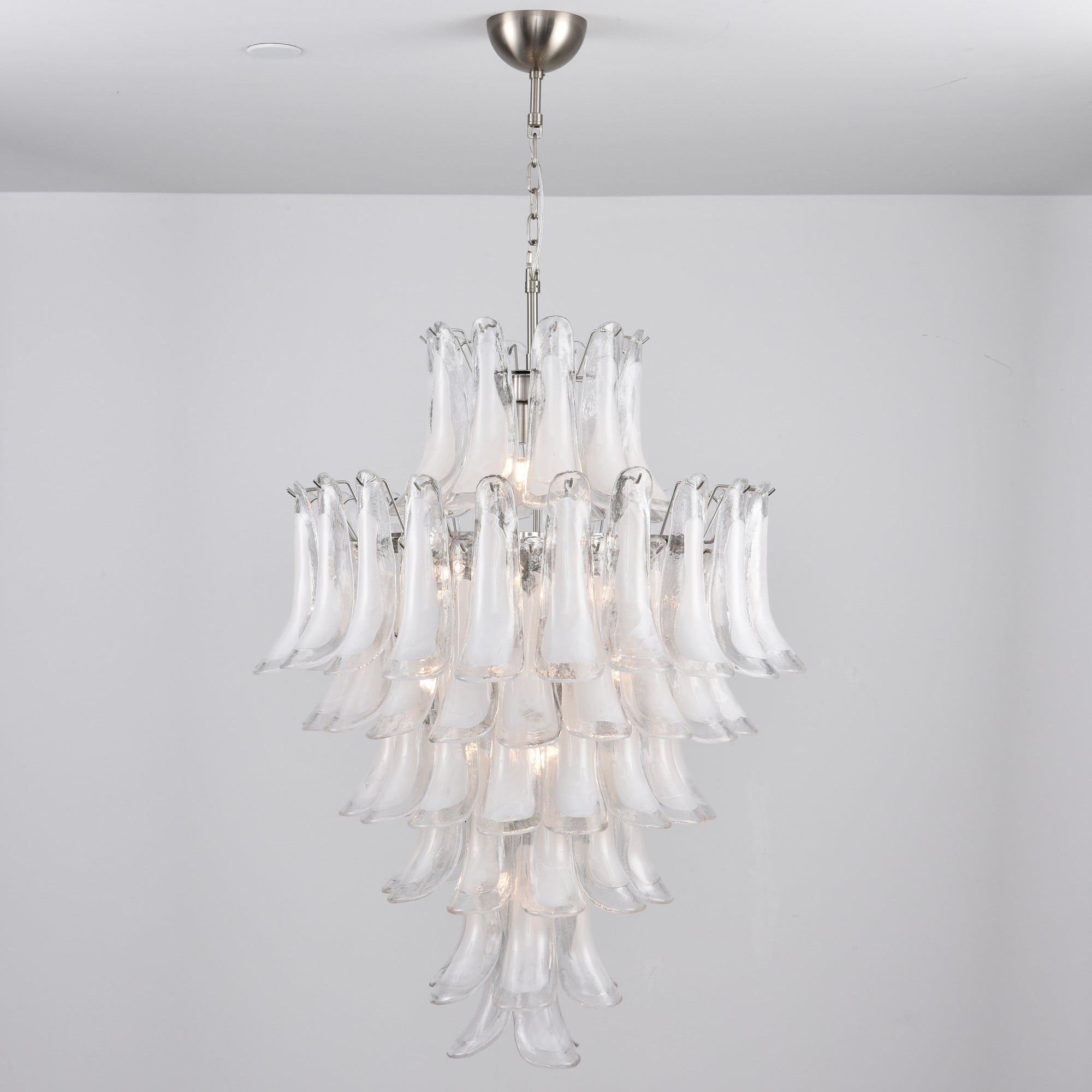 Aurora Chandelier White Cloud Glass Petals-Neutral Decor