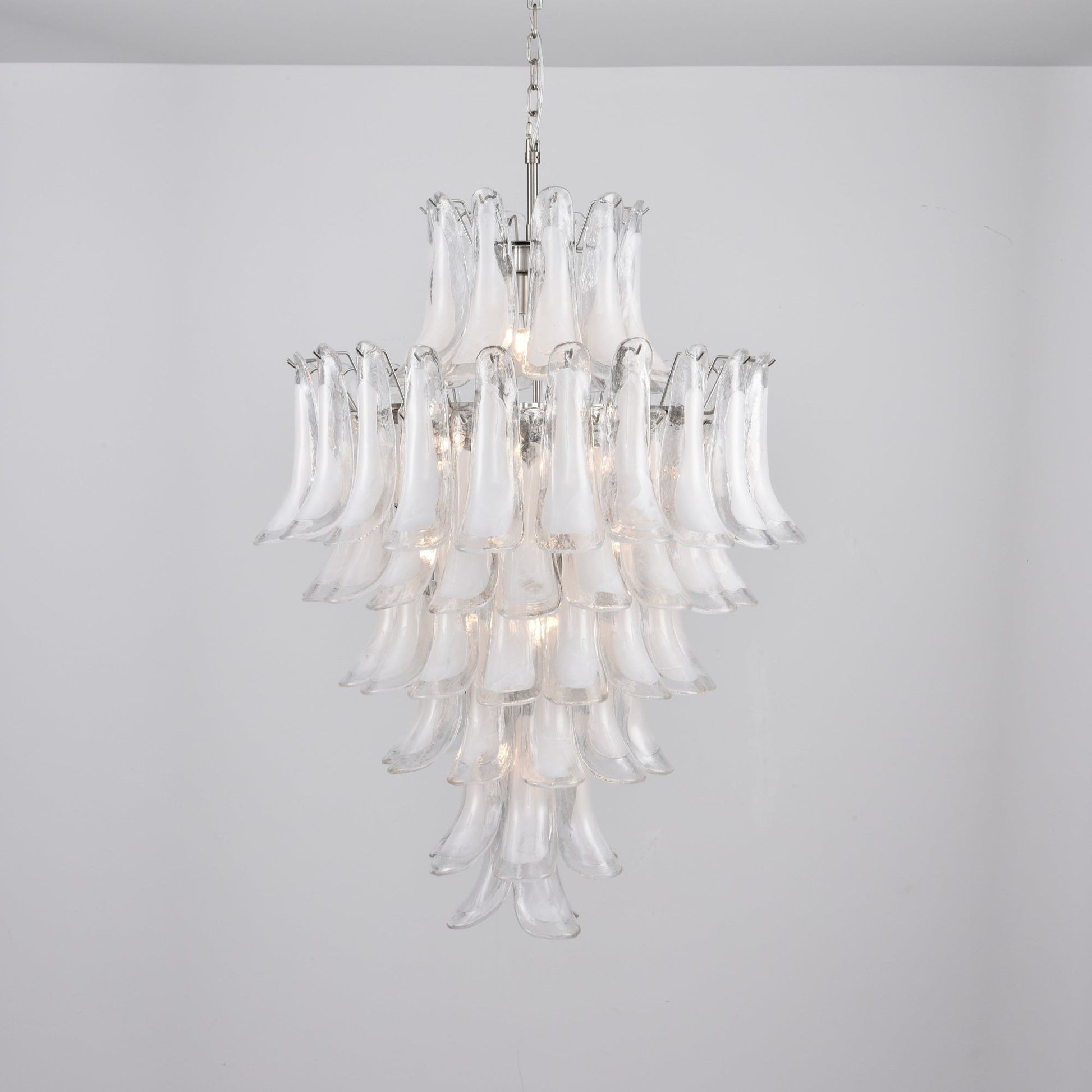 Aurora Chandelier White Cloud Glass Petals-Neutral Decor
