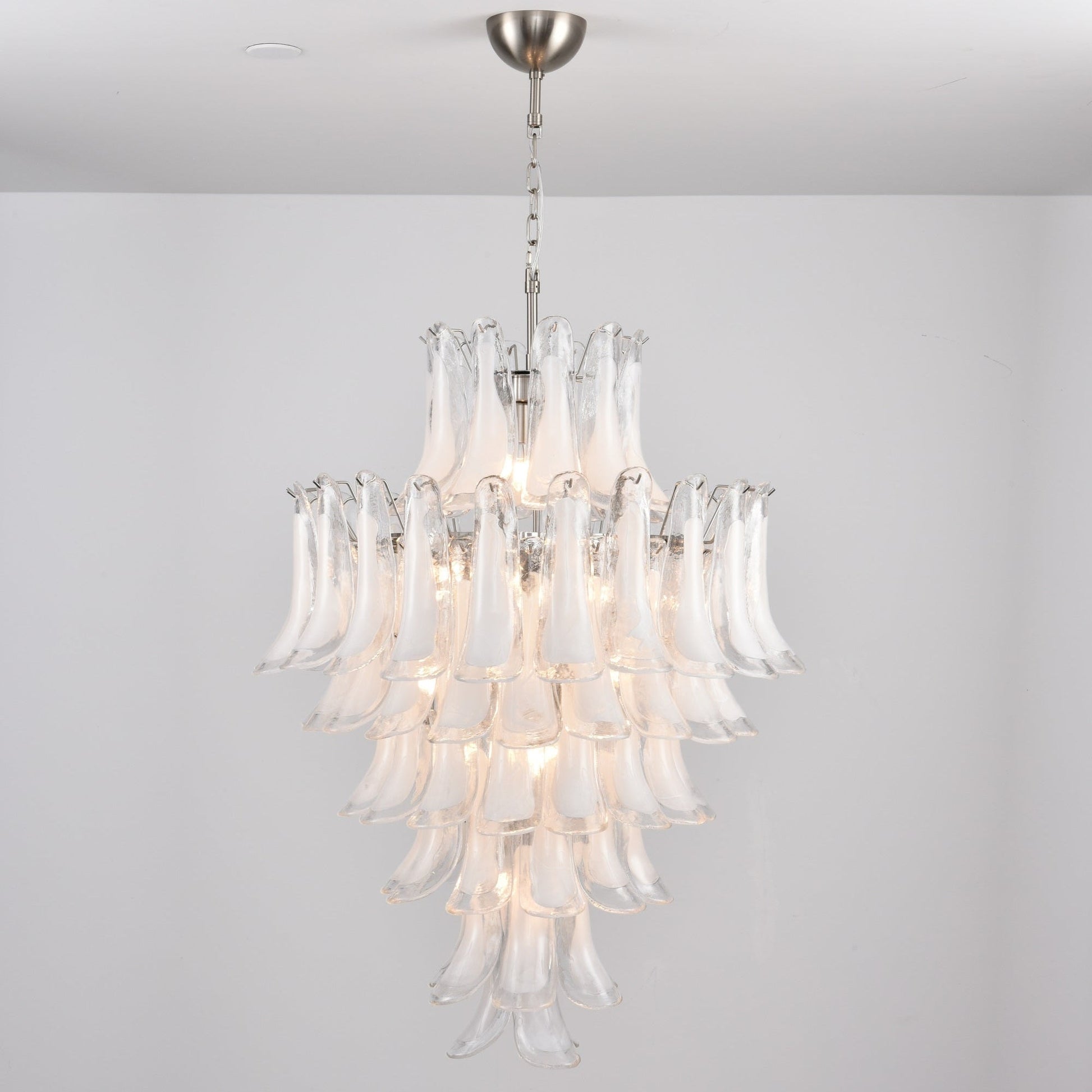 Aurora Chandelier White Cloud Glass Petals-Neutral Decor