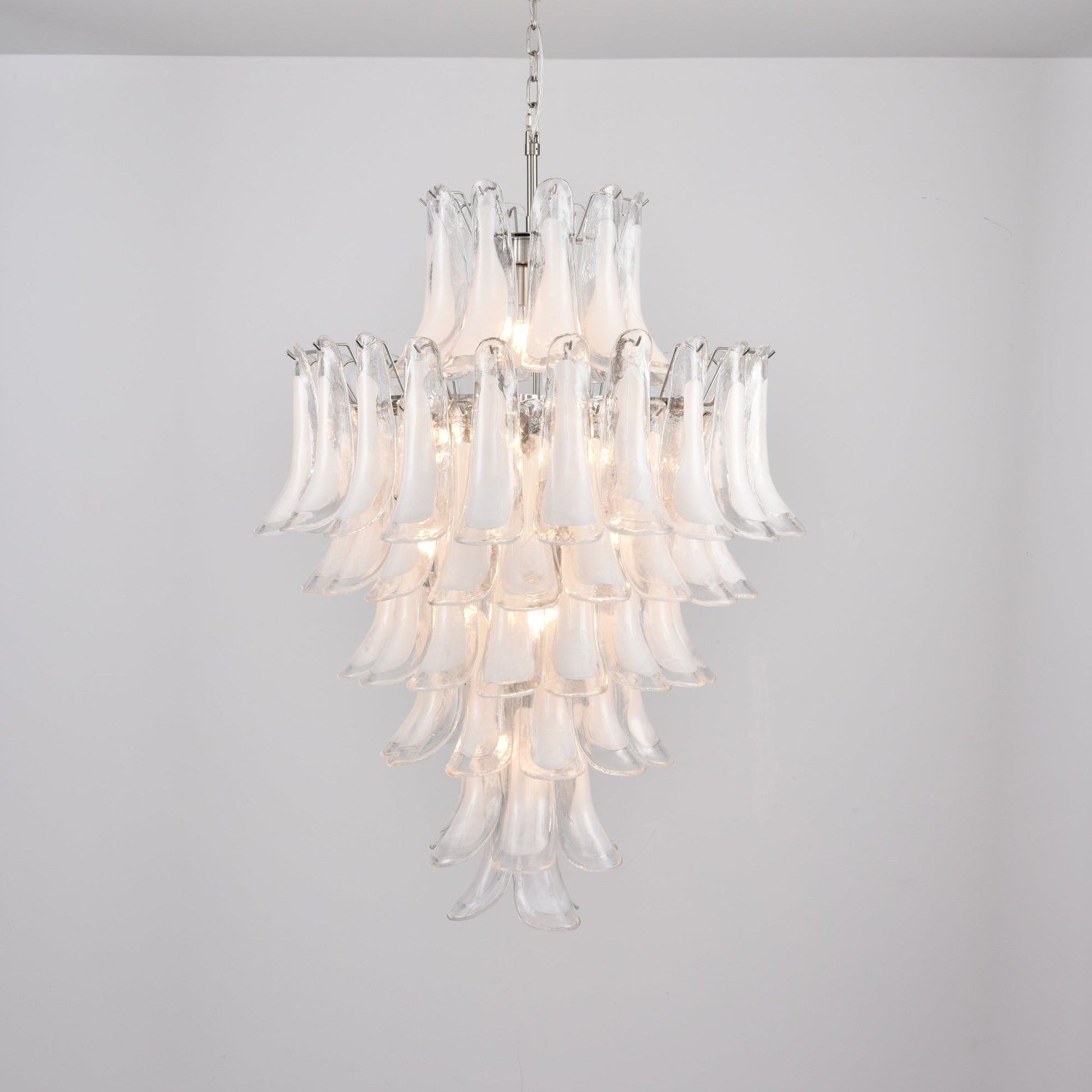 Aurora Chandelier White Cloud Glass Petals-Neutral Decor