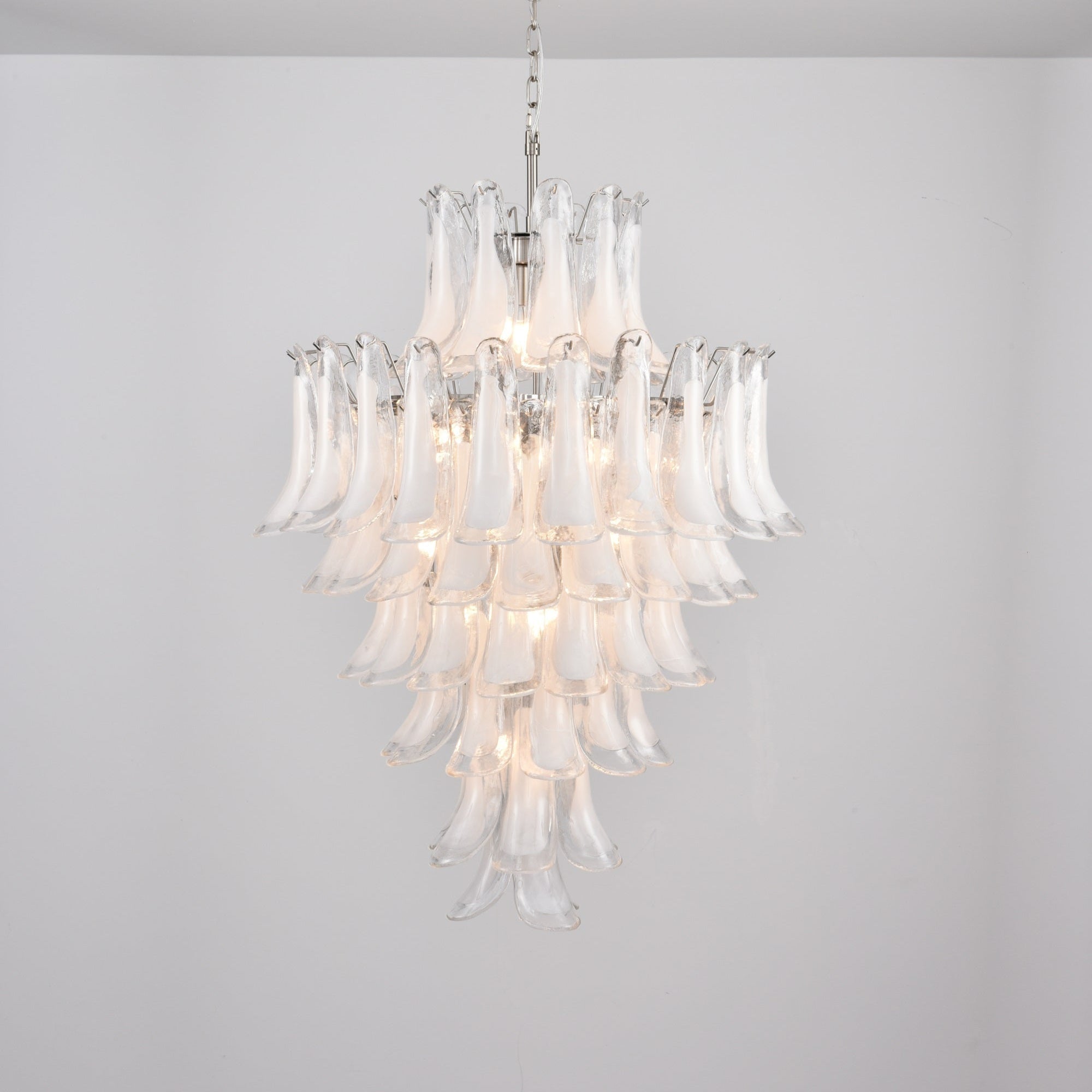 Aurora Chandelier White Cloud Glass Petals-Neutral Decor