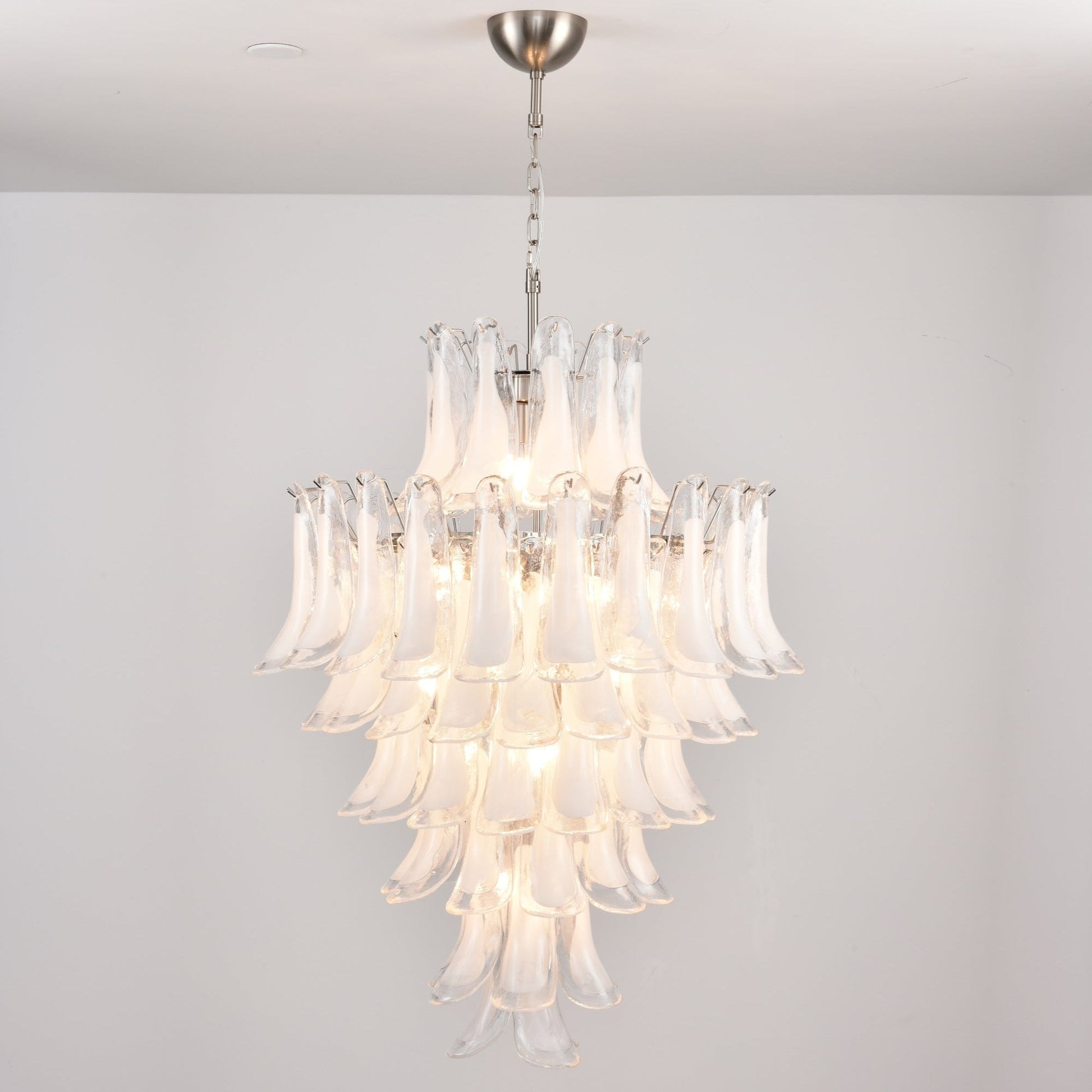 Aurora Chandelier White Cloud Glass Petals-Neutral Decor