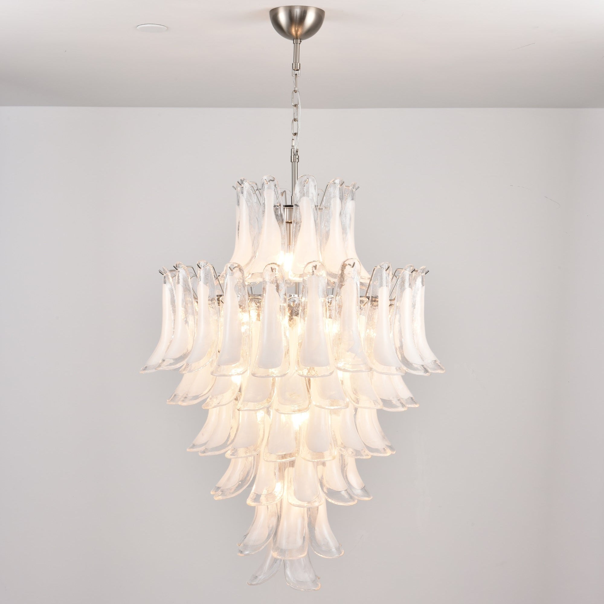 Aurora Chandelier White Cloud Glass Petals-Neutral Decor