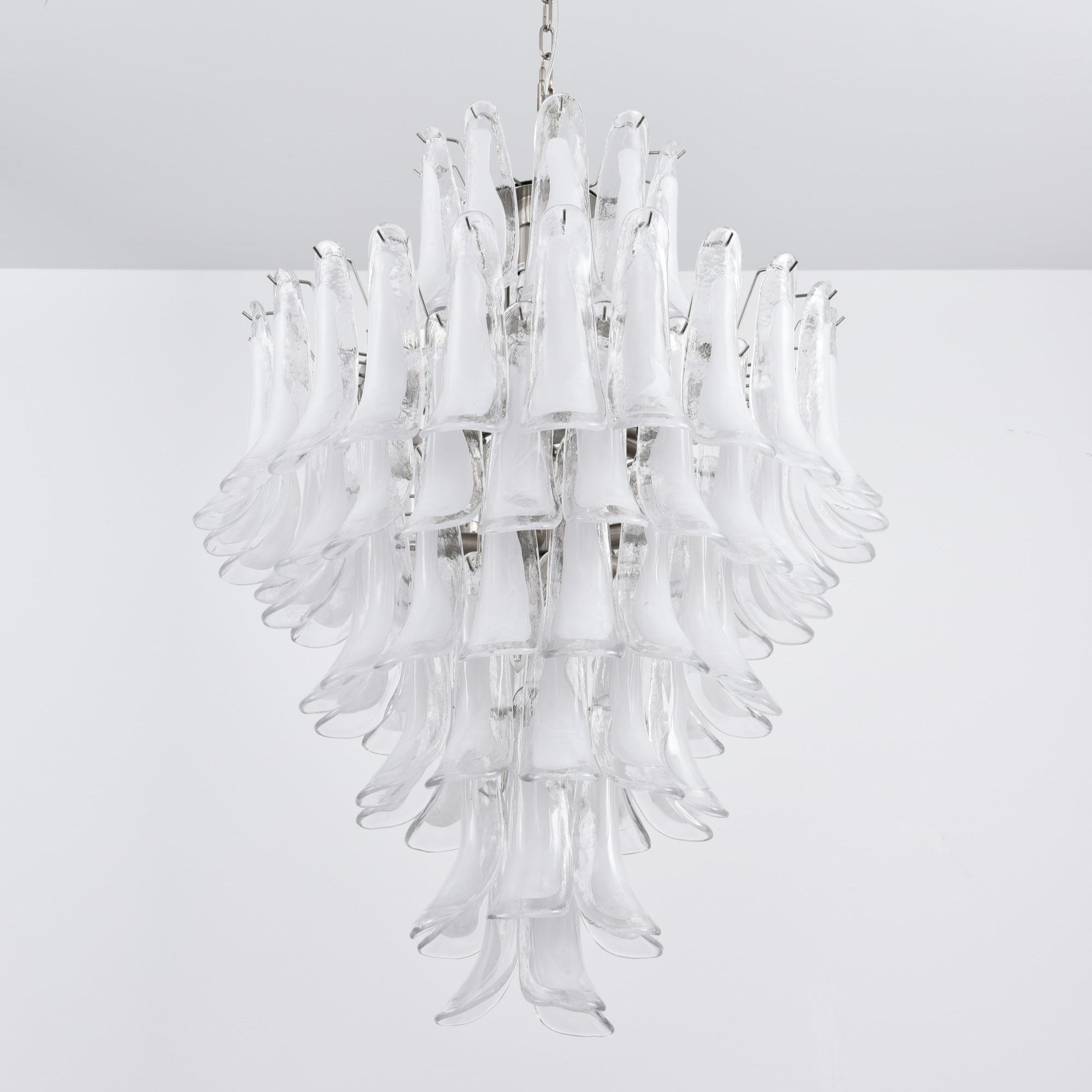 Aurora Chandelier White Cloud Glass Petals-Neutral Decor