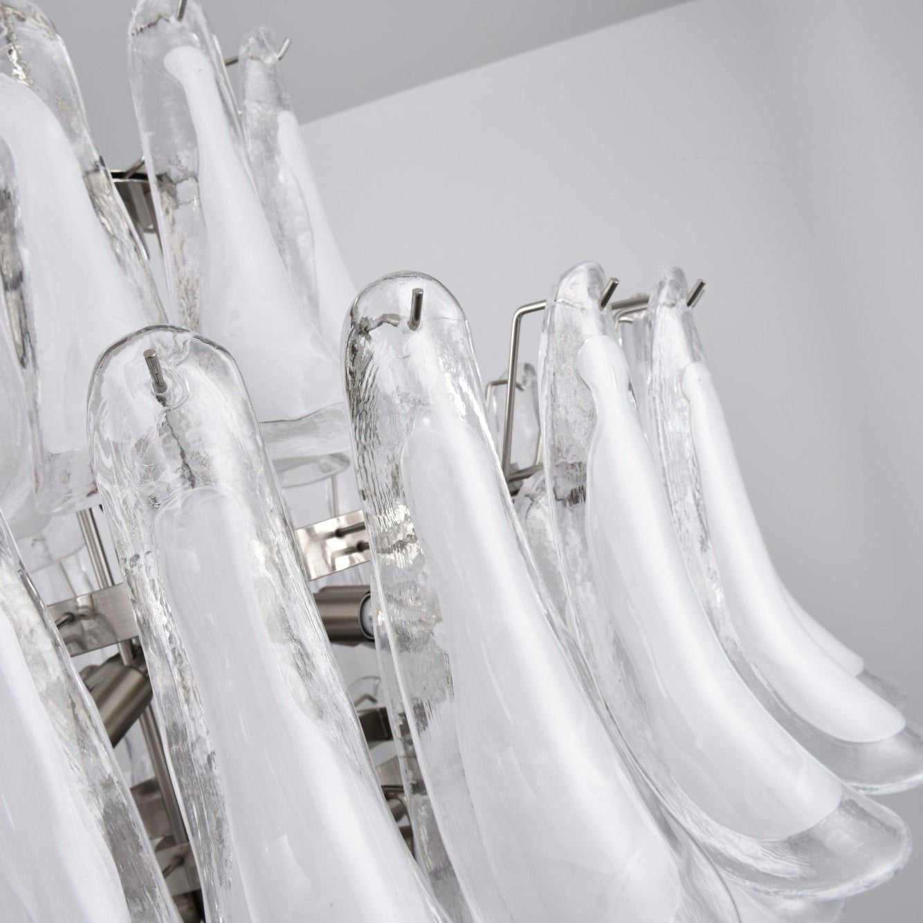 Aurora Chandelier White Cloud Glass Petals-Neutral Decor