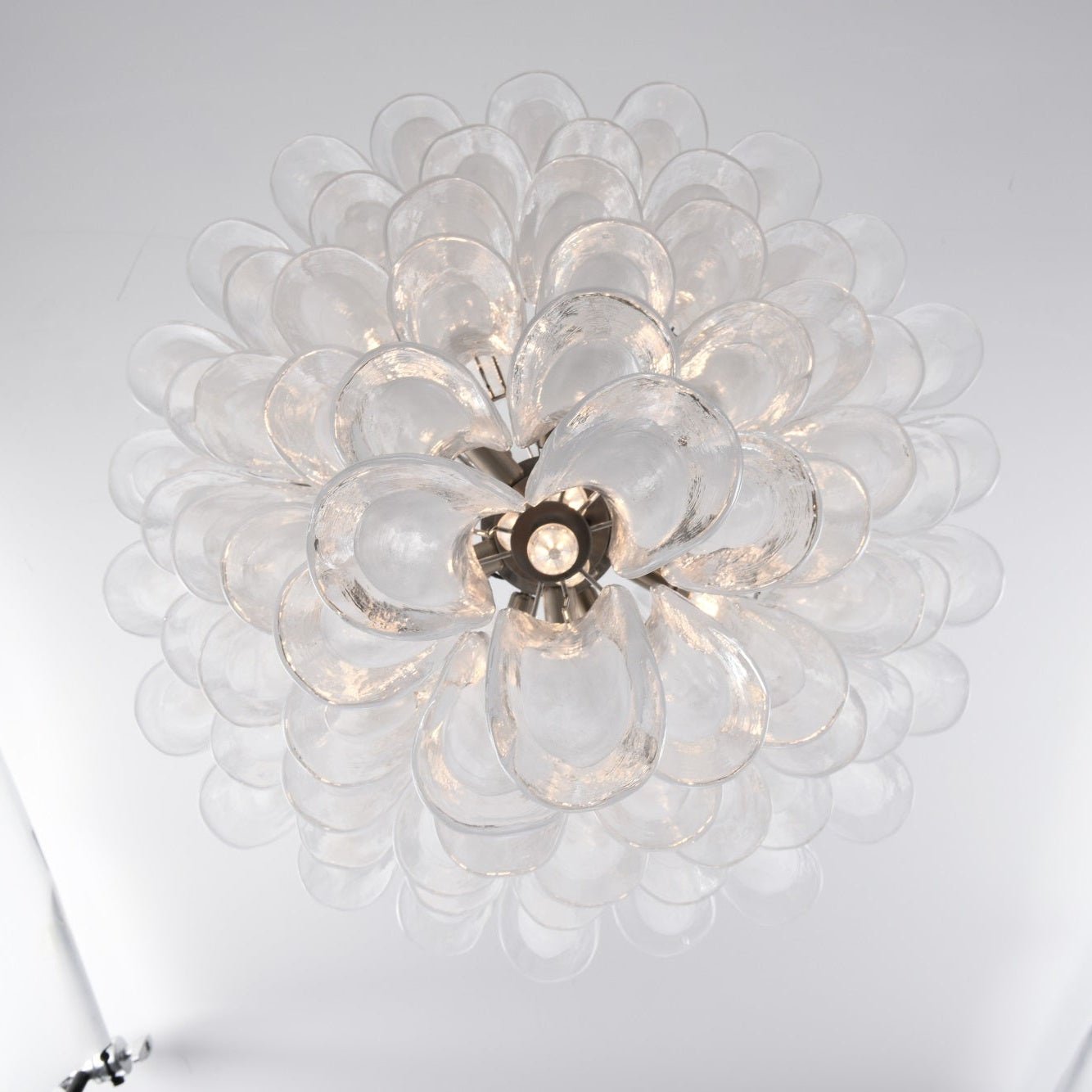 Aurora Chandelier White Cloud Glass Petals-Neutral Decor