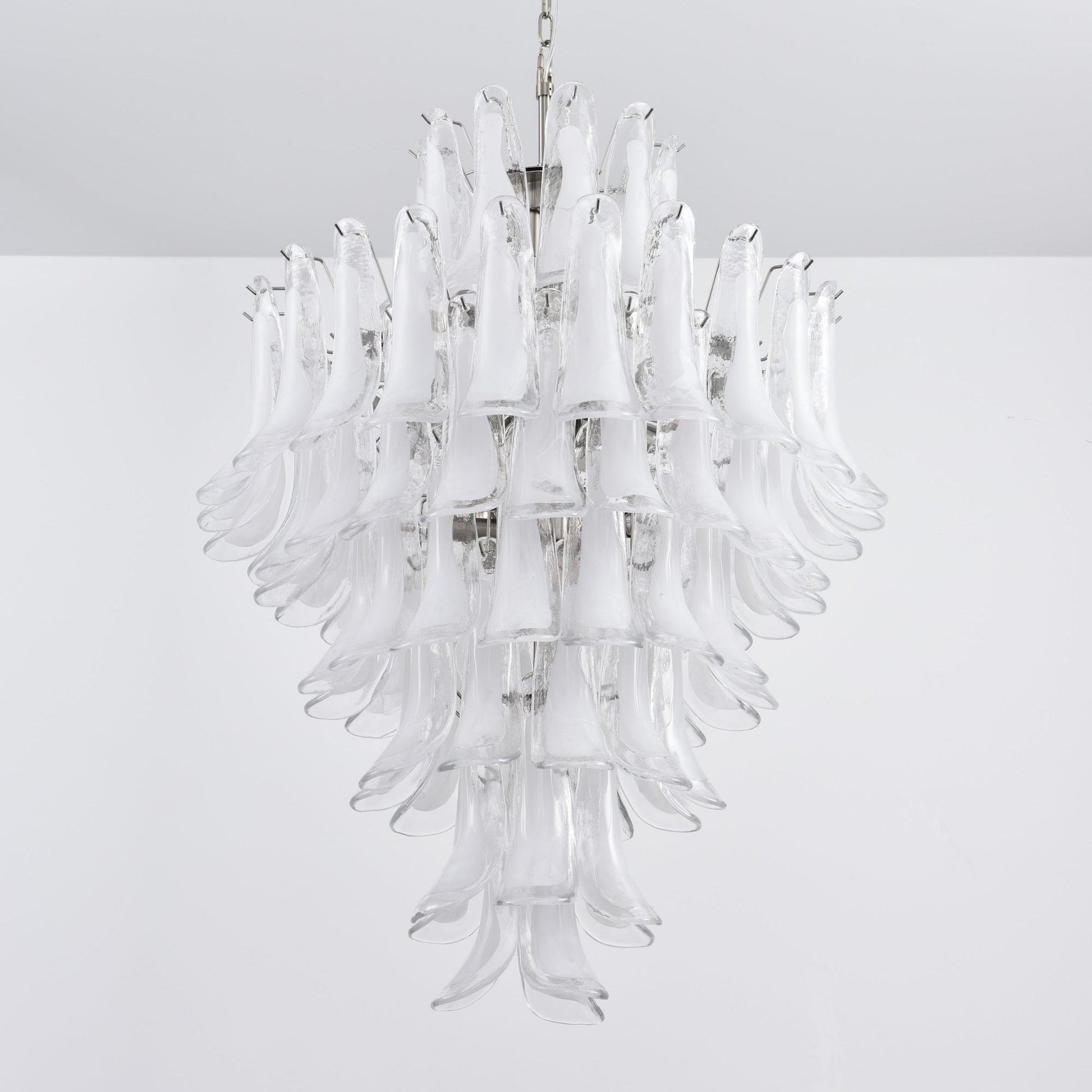 Aurora Chandelier White Cloud Glass Petals-Neutral Decor