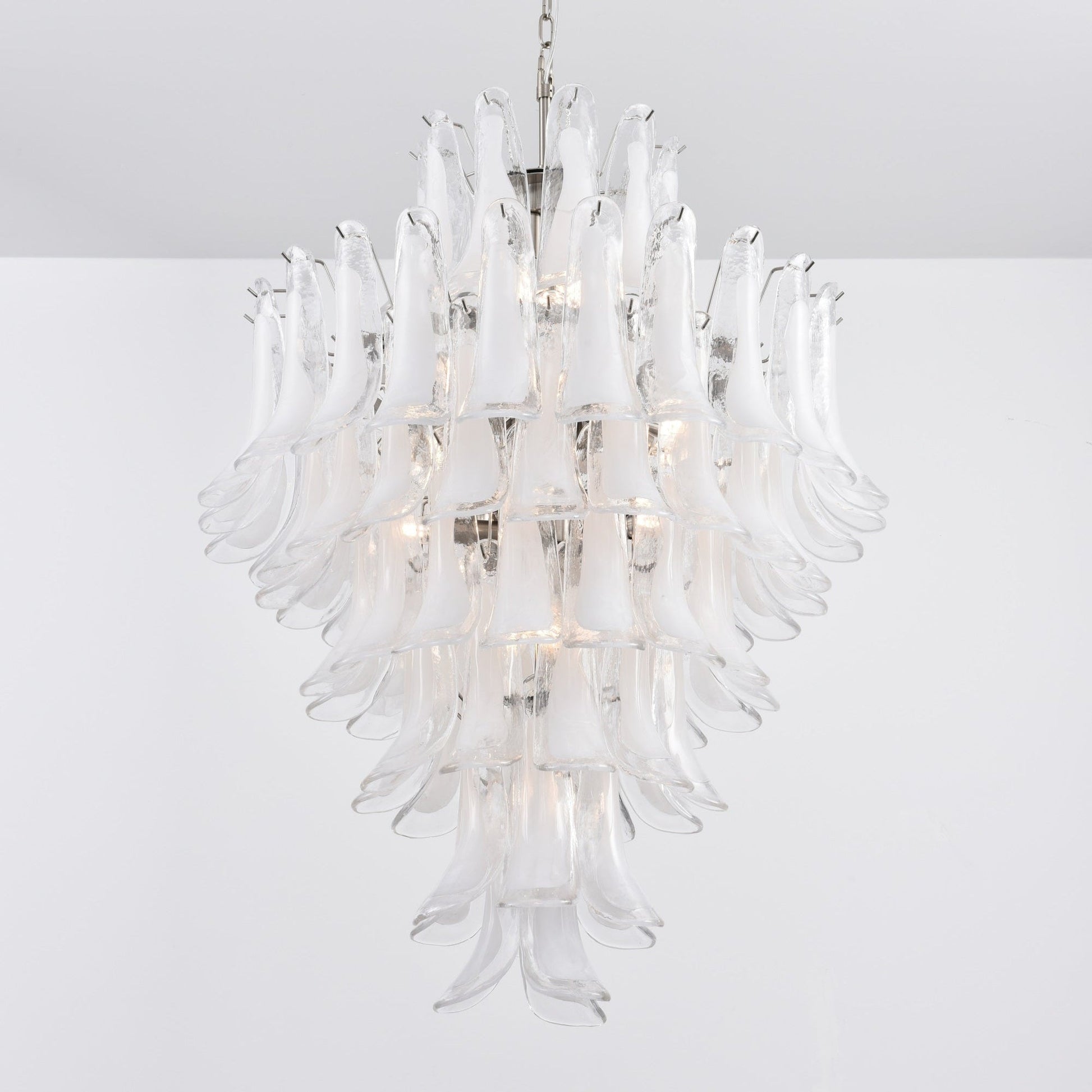 Aurora Chandelier White Cloud Glass Petals-Neutral Decor