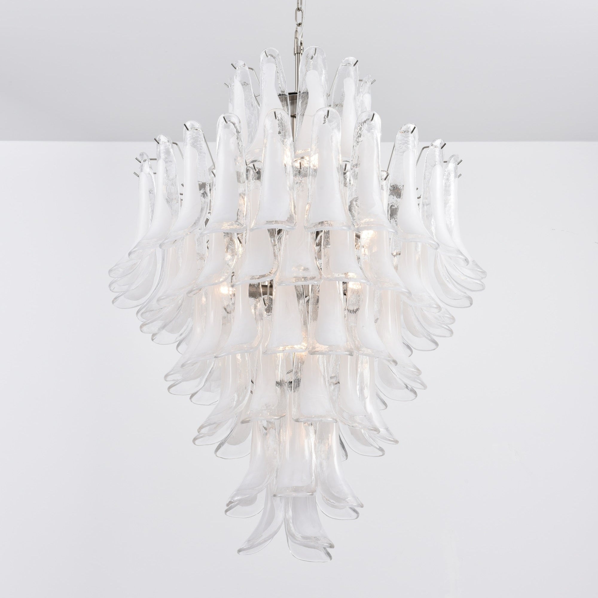 Aurora Chandelier White Cloud Glass Petals-Neutral Decor