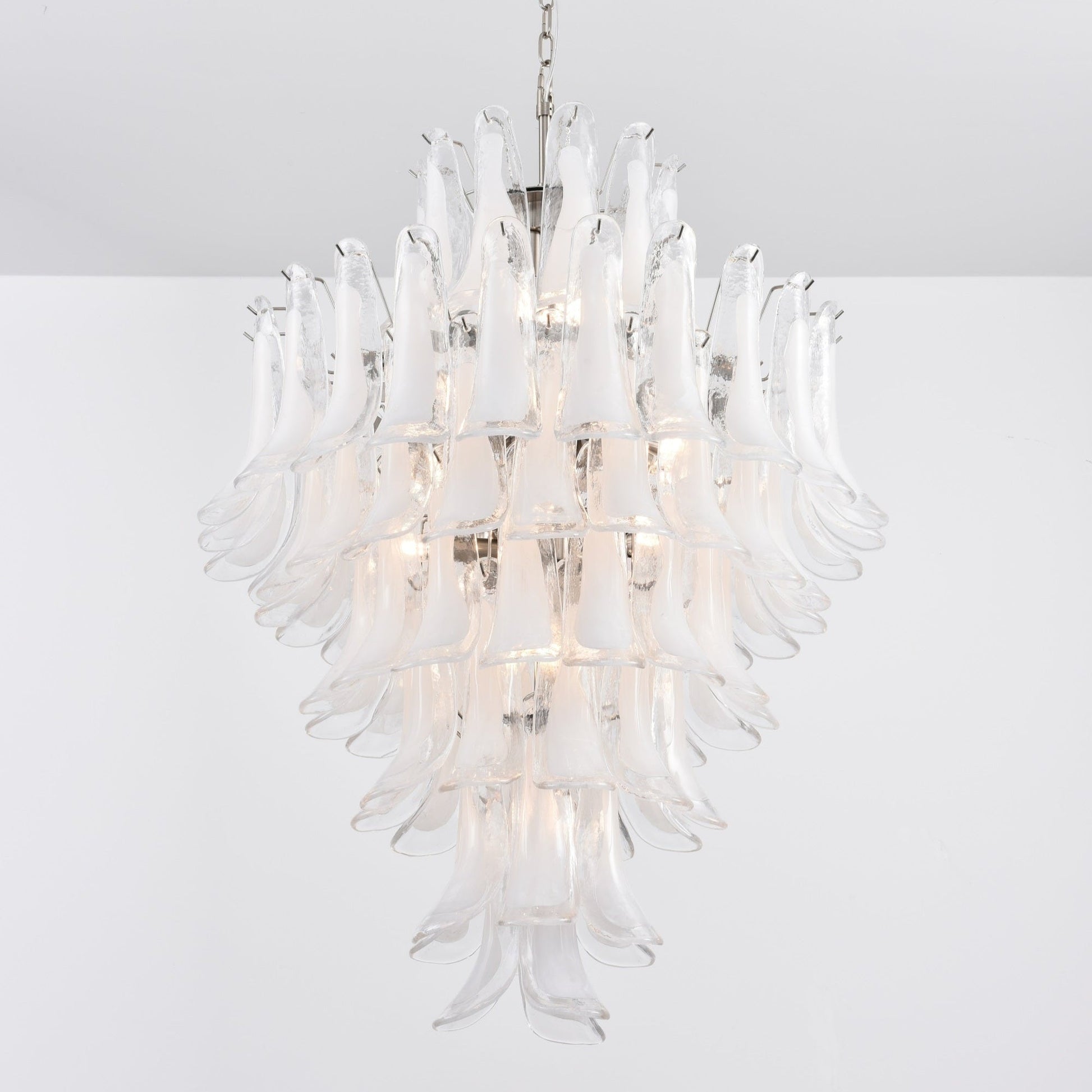 Aurora Chandelier White Cloud Glass Petals-Neutral Decor