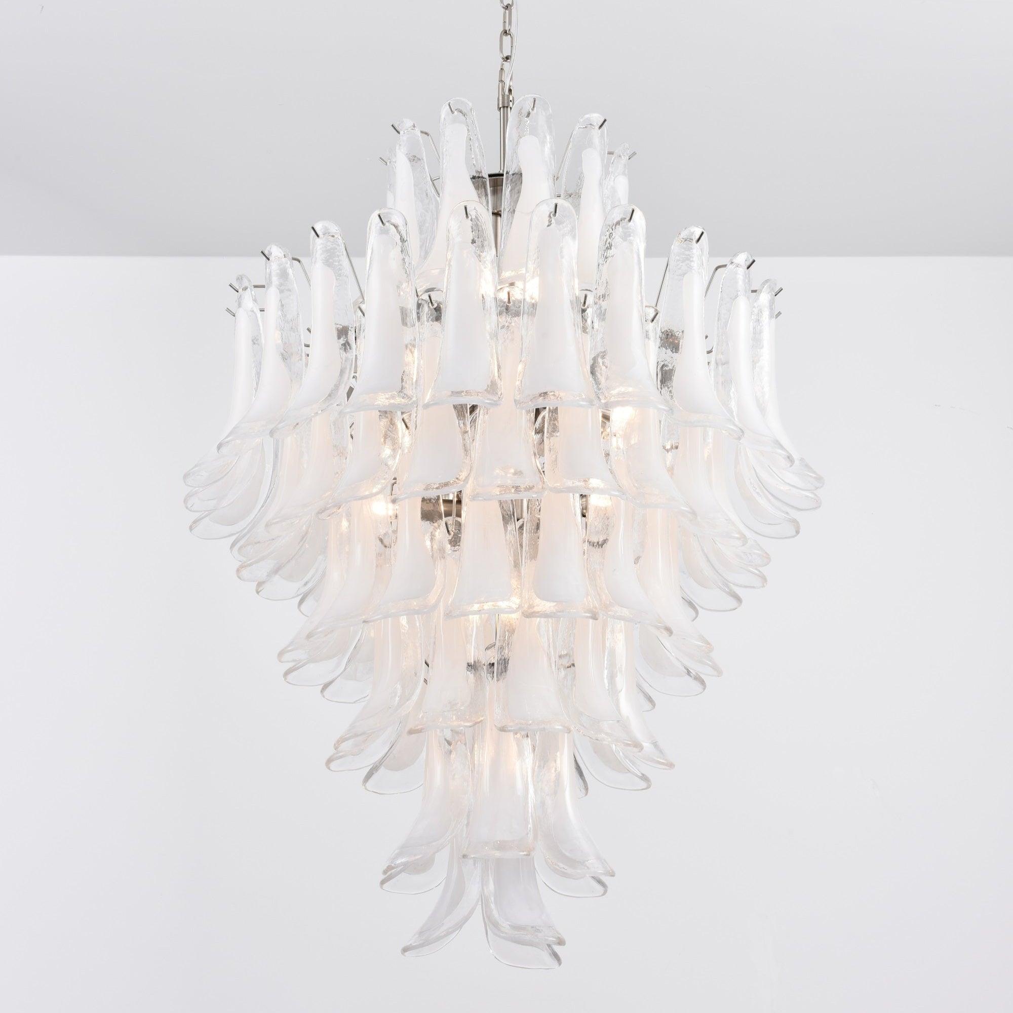 Aurora Chandelier White Cloud Glass Petals-Neutral Decor
