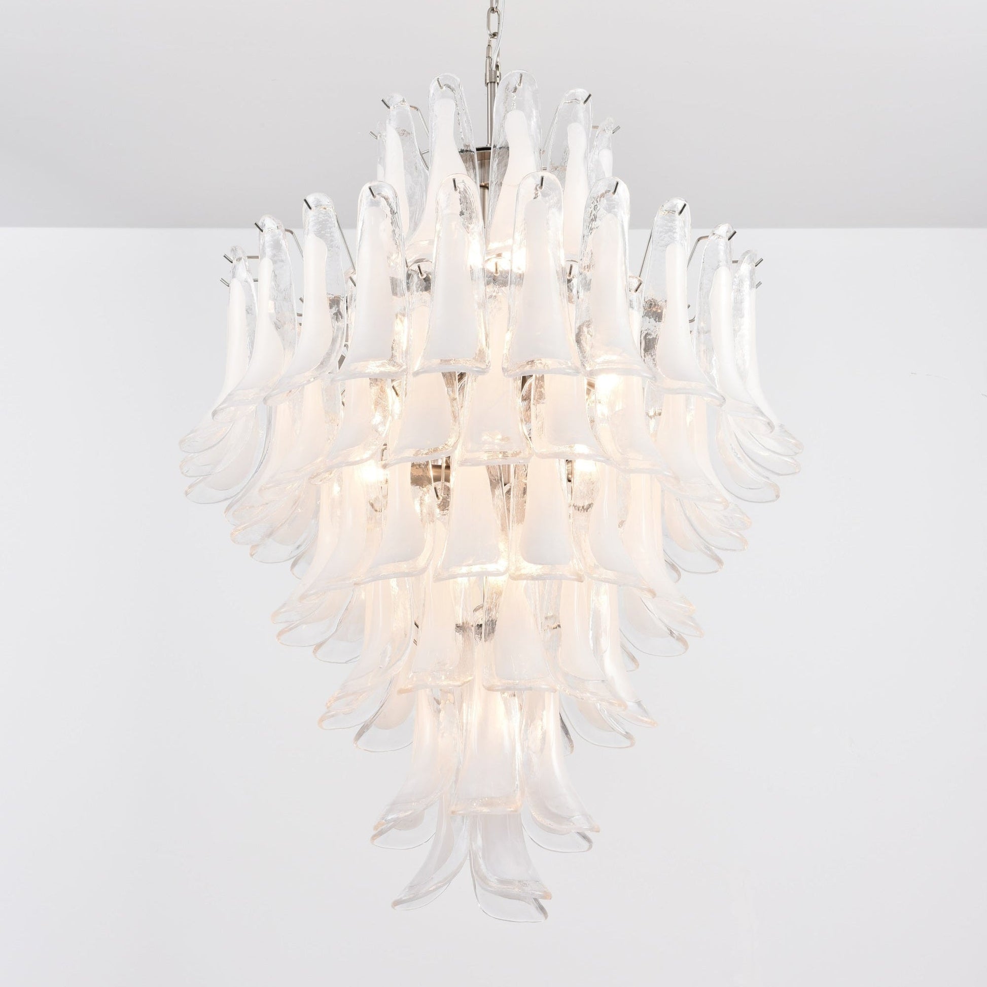 Aurora Chandelier White Cloud Glass Petals-Neutral Decor