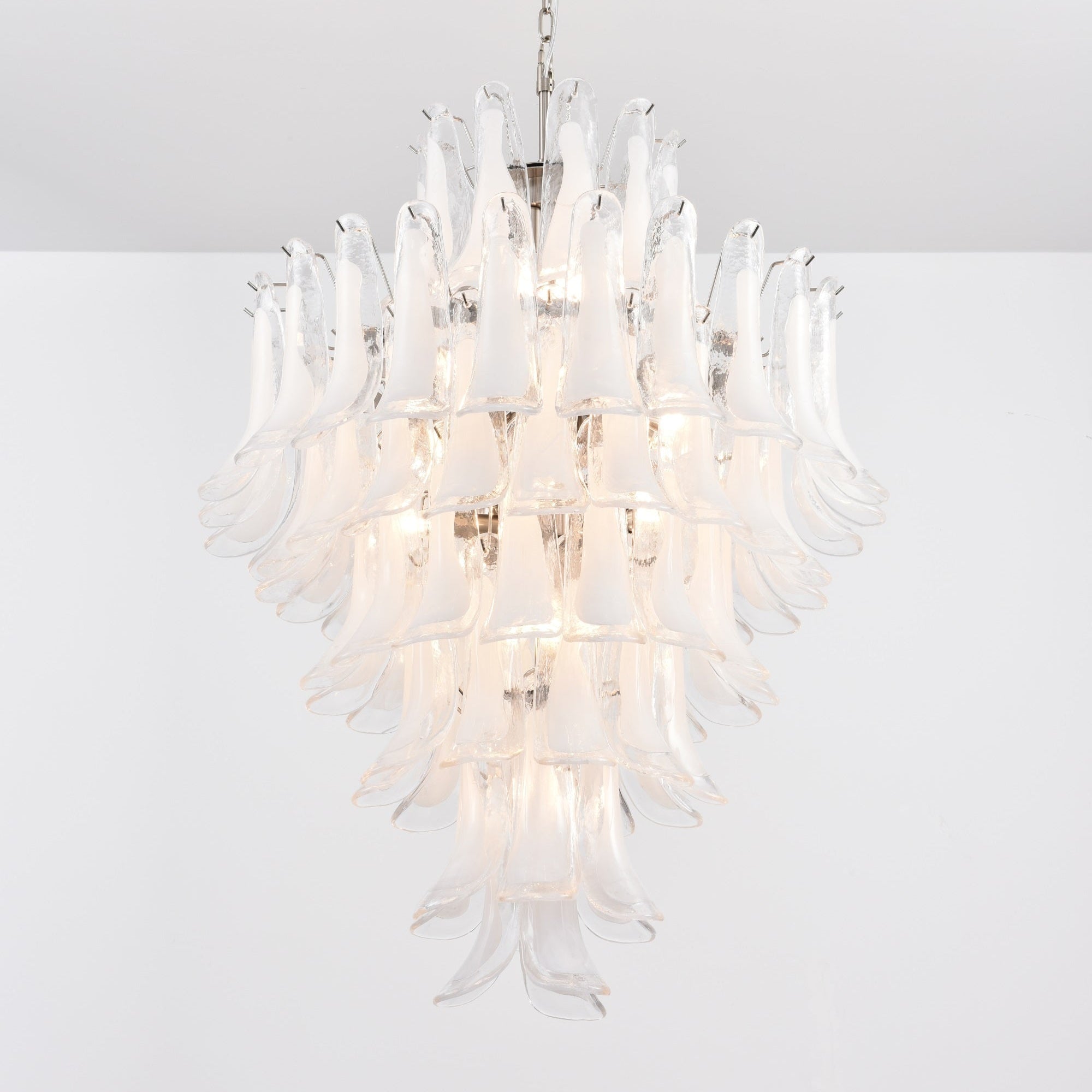 Aurora Chandelier White Cloud Glass Petals-Neutral Decor