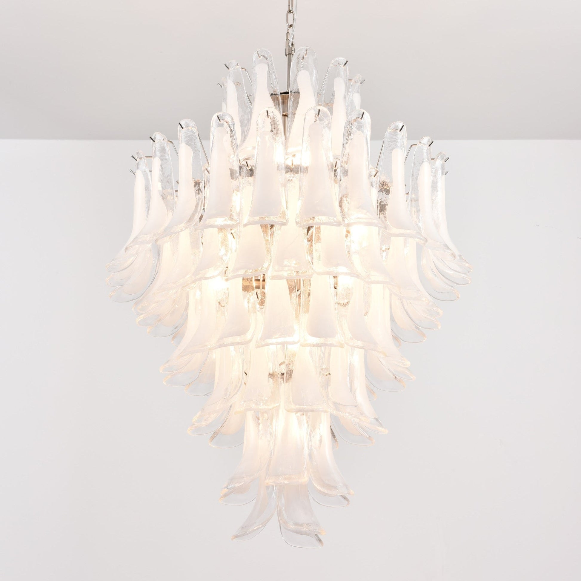 Aurora Chandelier White Cloud Glass Petals-Neutral Decor