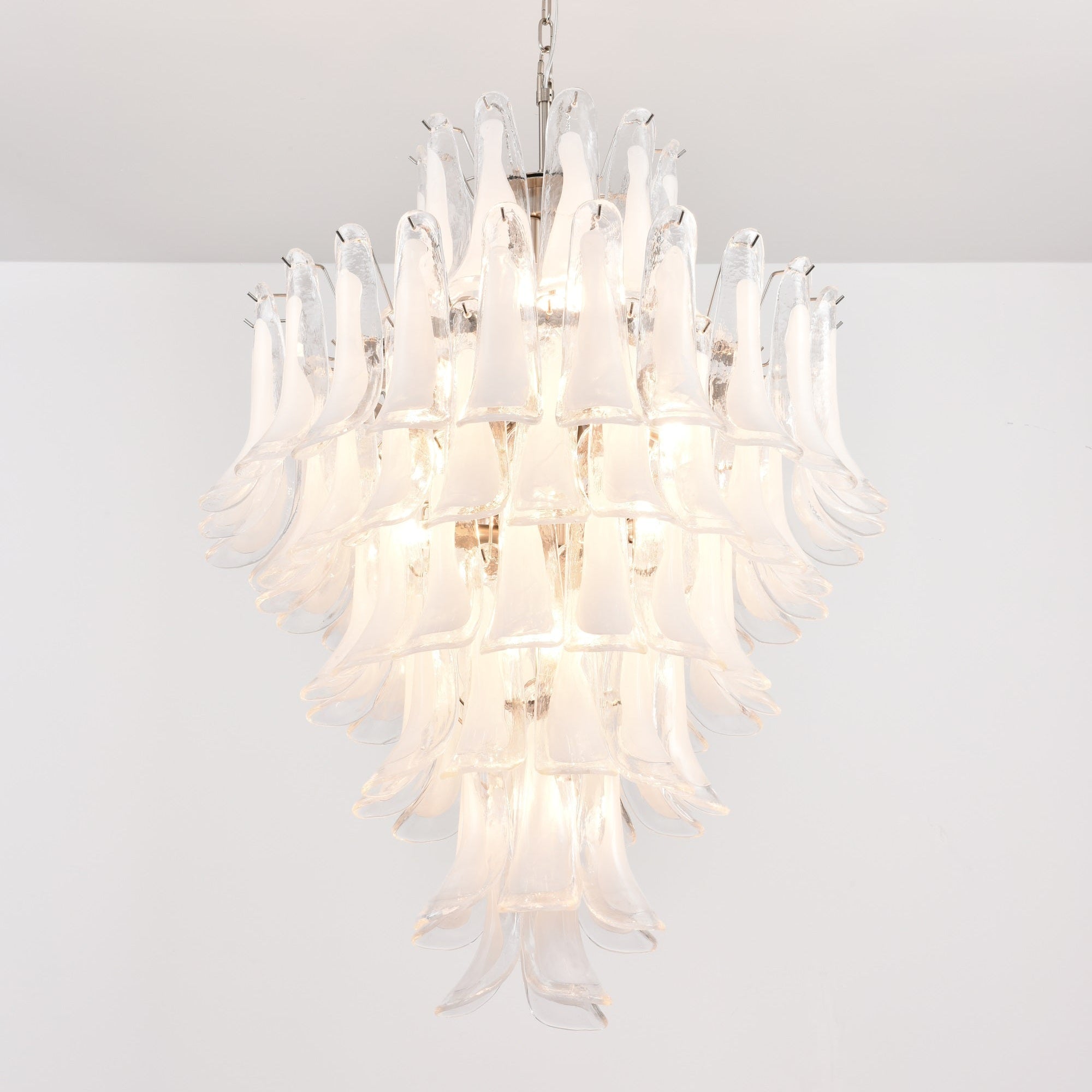 Aurora Chandelier White Cloud Glass Petals-Neutral Decor