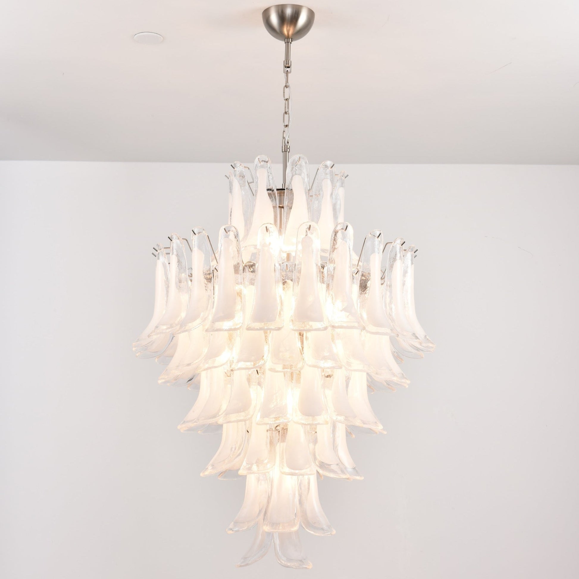 Aurora Chandelier White Cloud Glass Petals-Neutral Decor