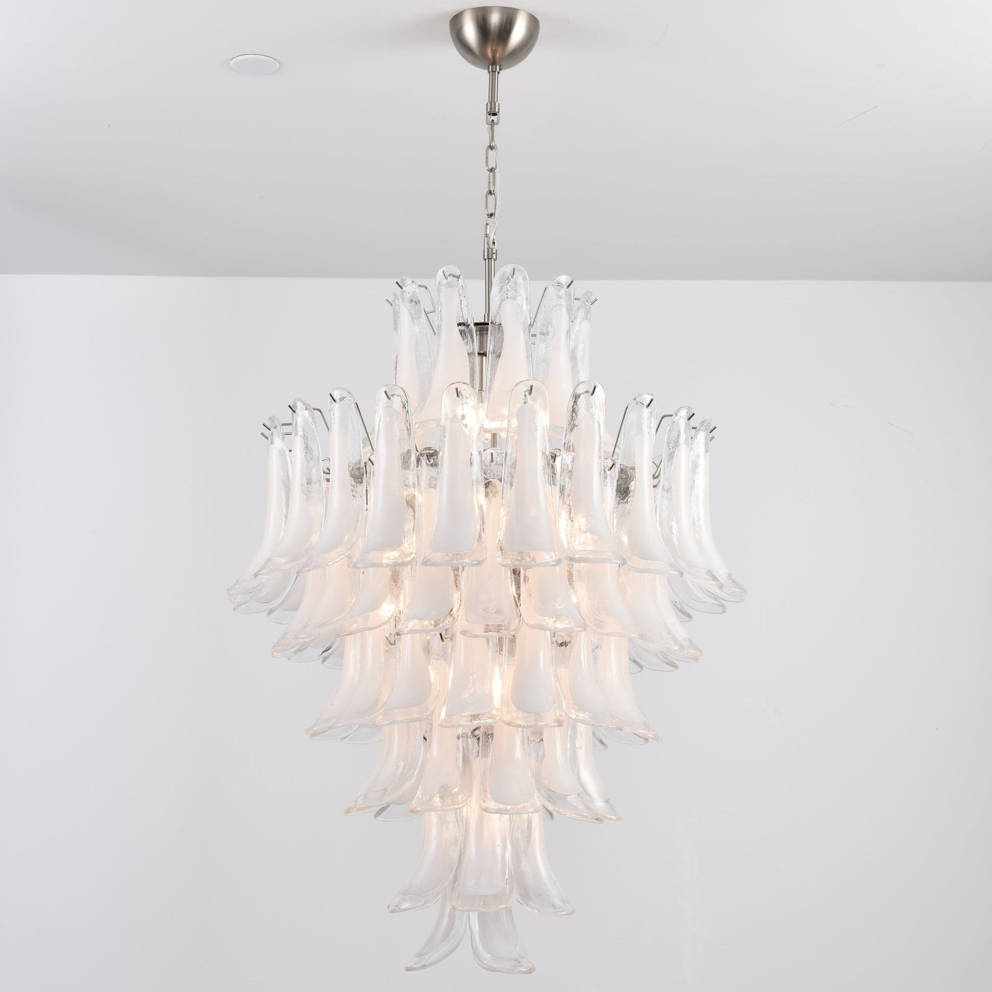 Aurora Chandelier White Cloud Glass Petals-Neutral Decor