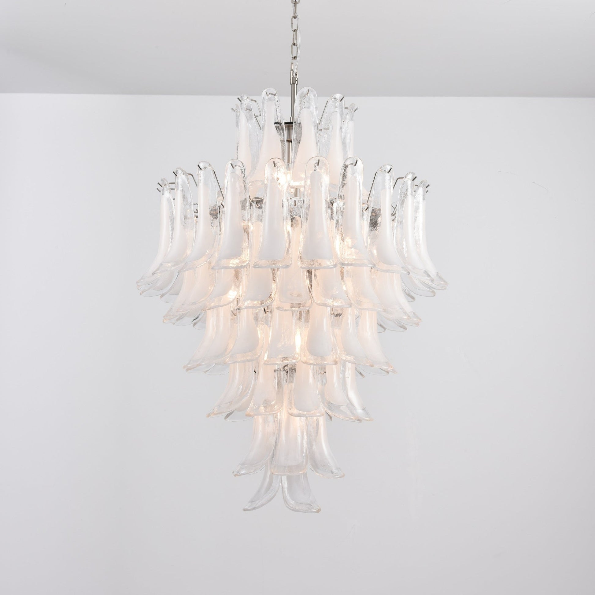 Aurora Chandelier White Cloud Glass Petals-Neutral Decor