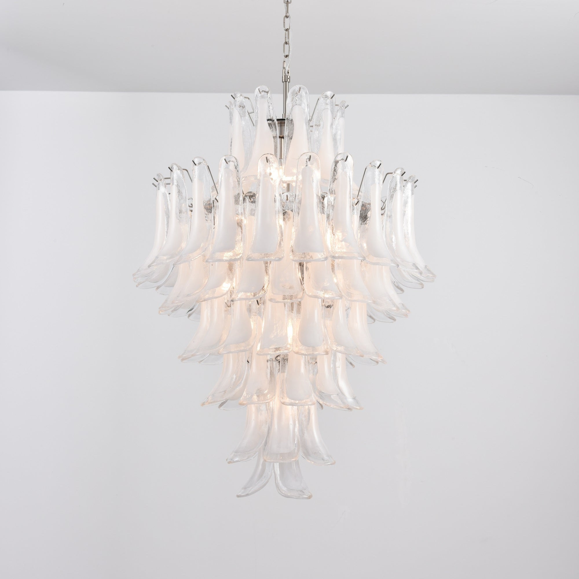 Aurora Chandelier White Cloud Glass Petals-Neutral Decor