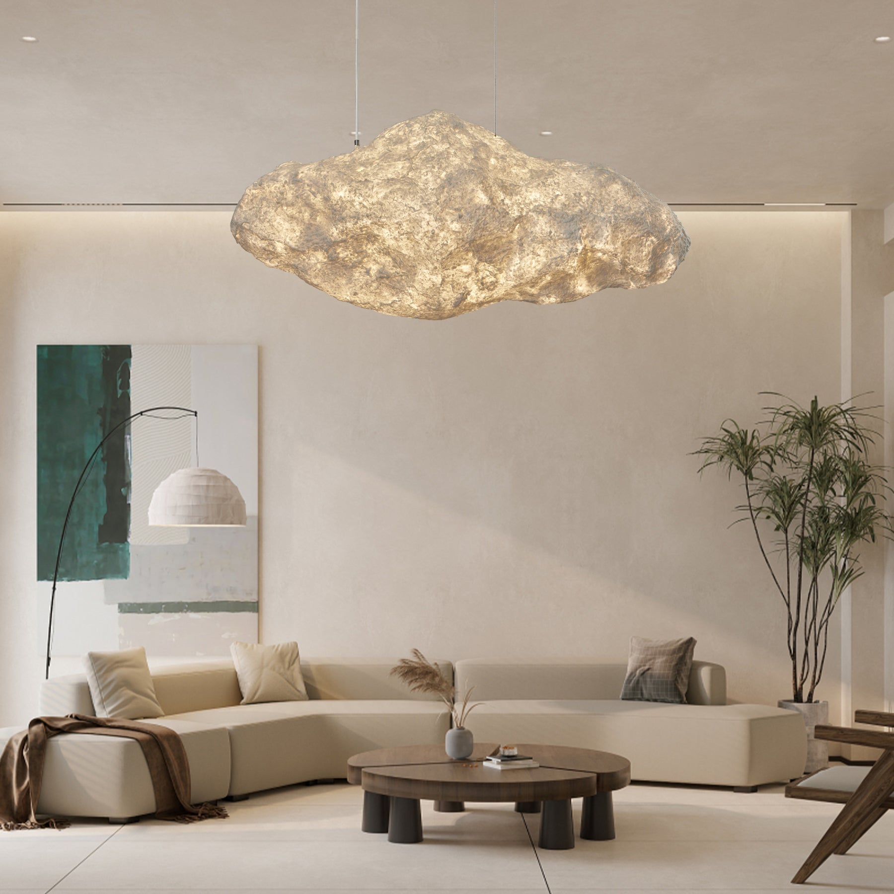 Elliros Textured Paper Pulp Pendant Light-Neutral Decor