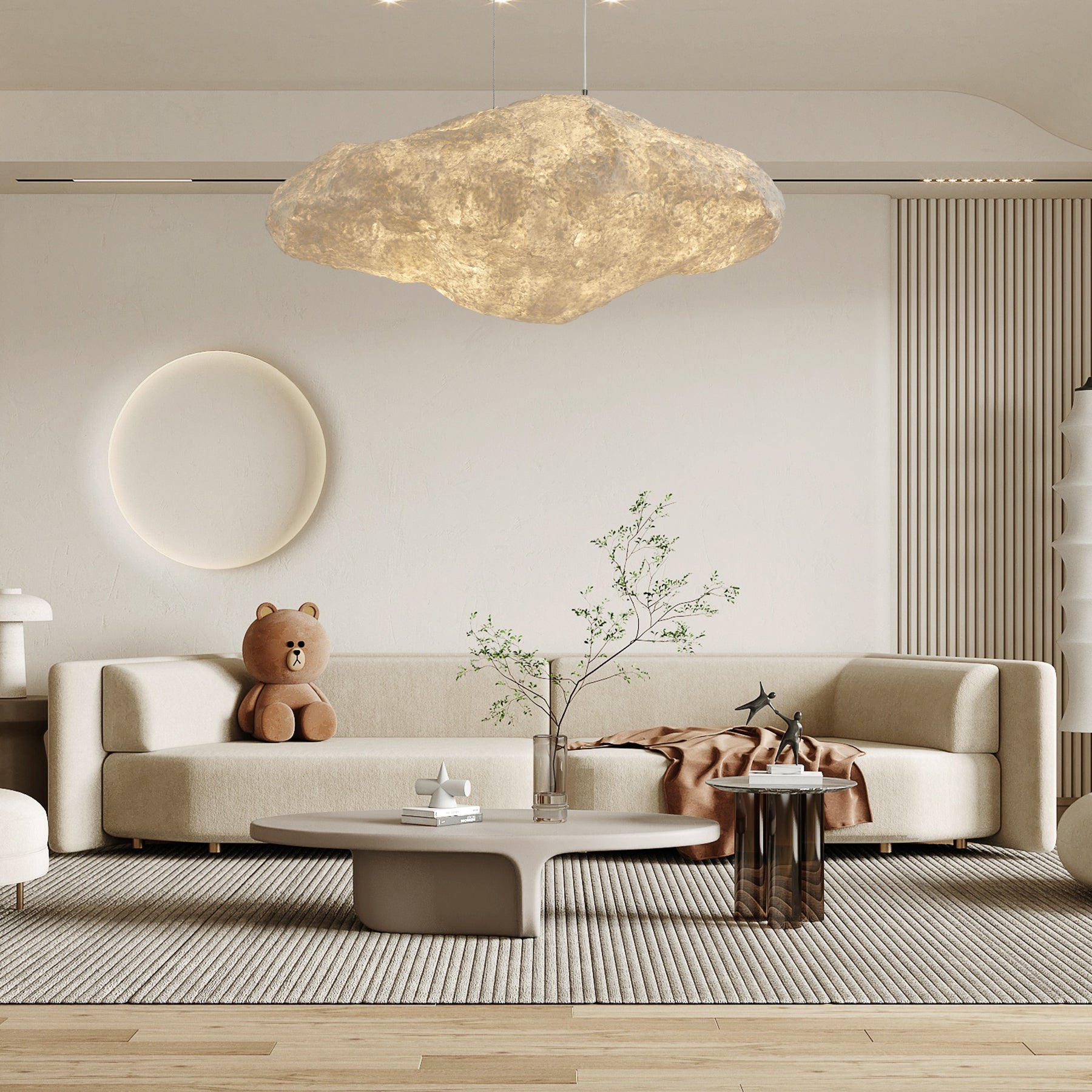 Elliros Textured Paper Pulp Pendant Light-Neutral Decor