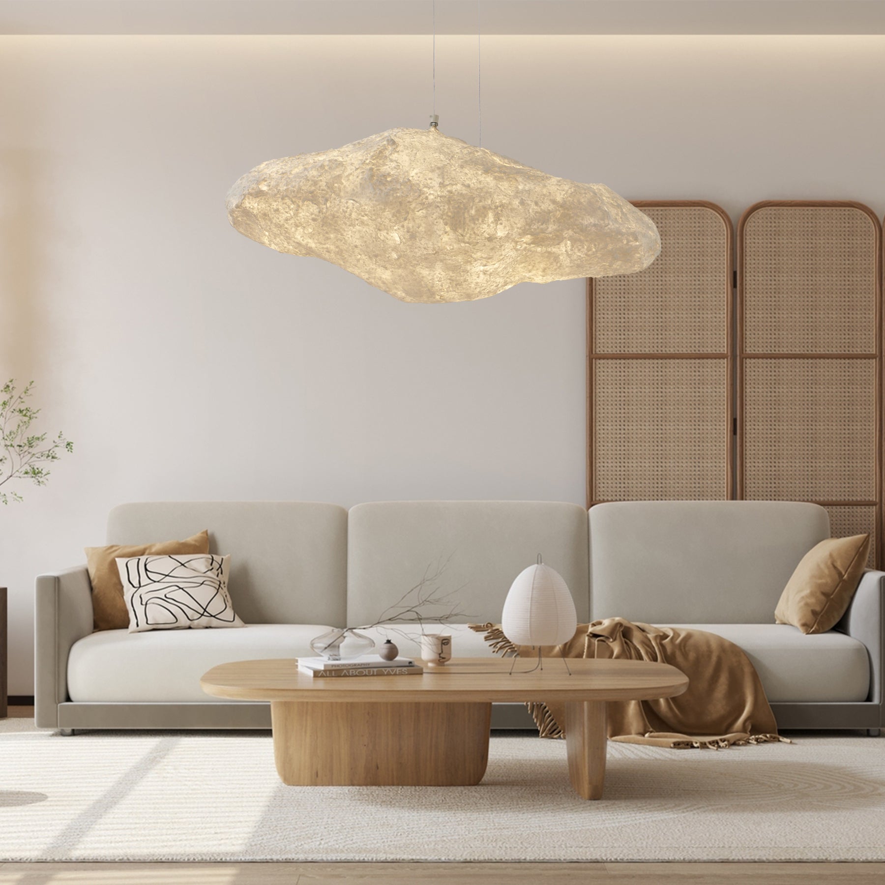 Elliros Textured Paper Pulp Pendant Light-Neutral Decor