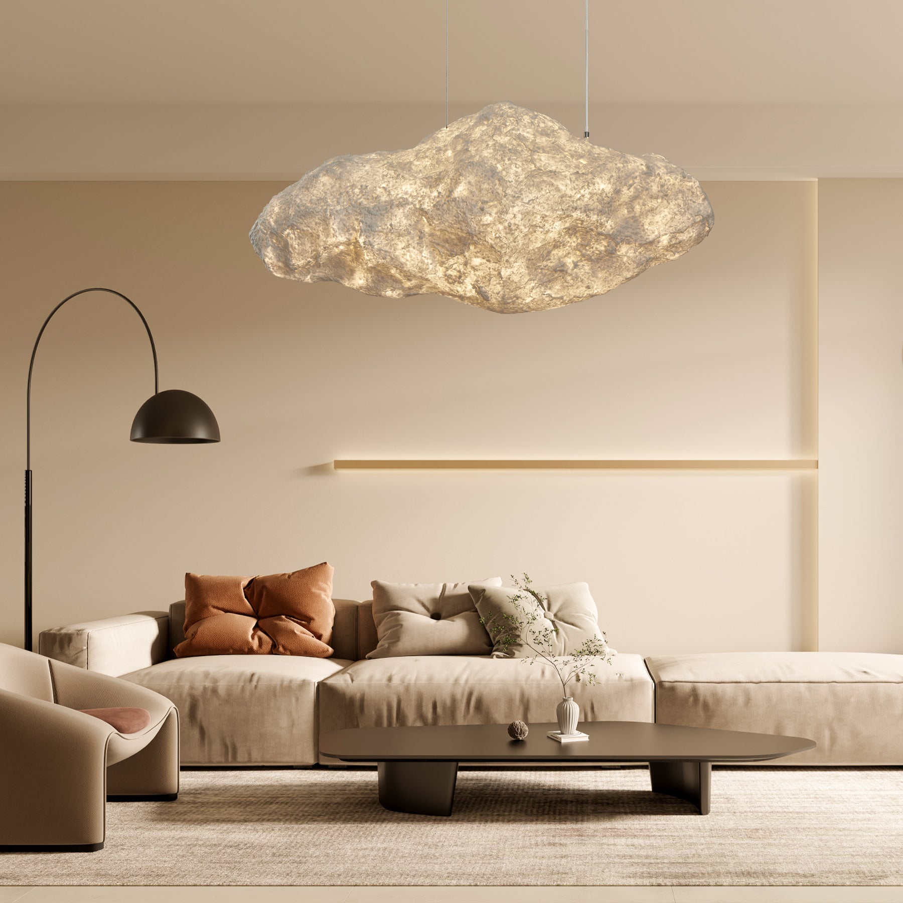 Elliros Textured Paper Pulp Pendant Light-Neutral Decor