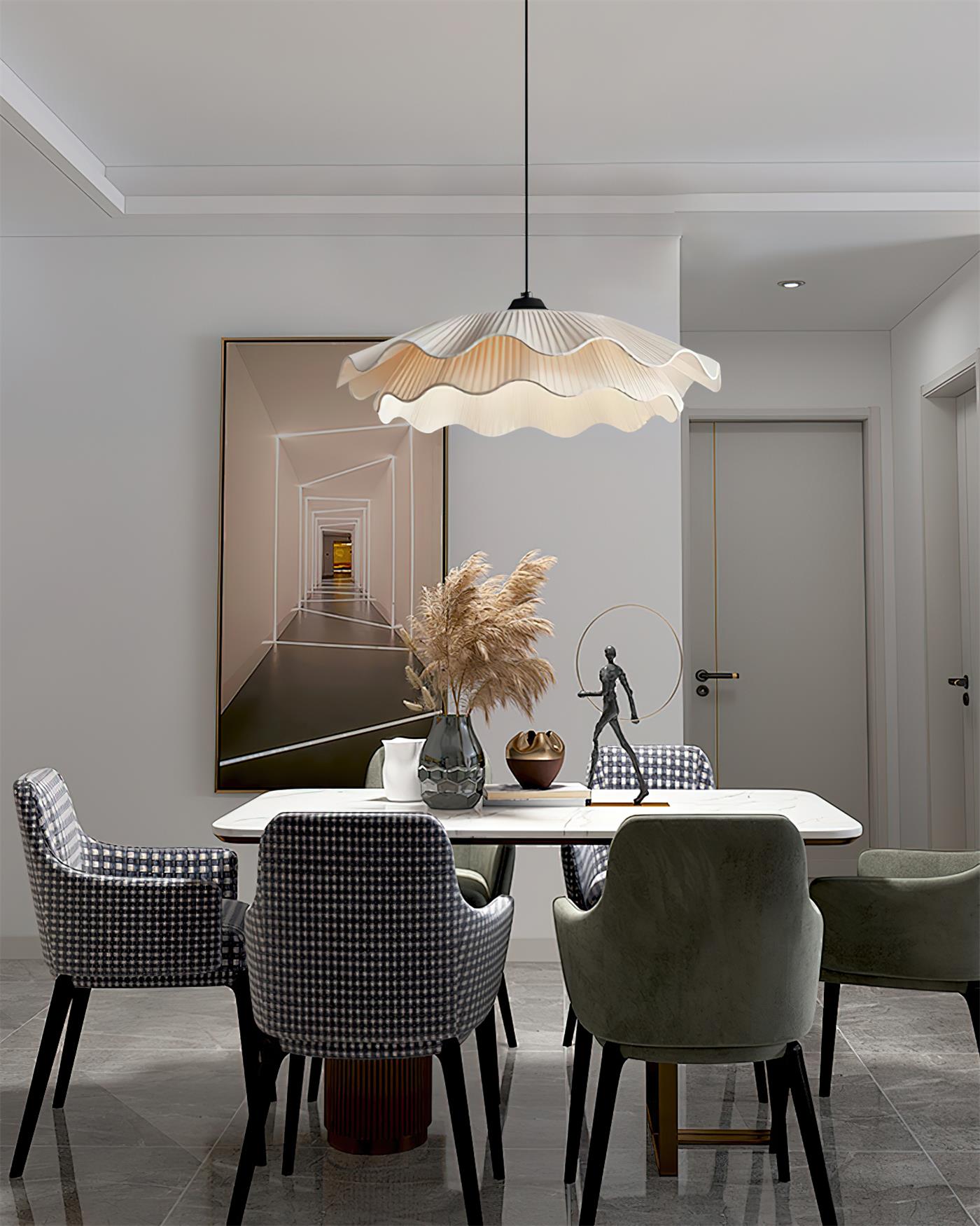 Calavie Wavy Pleated Pendant Light in Soft White