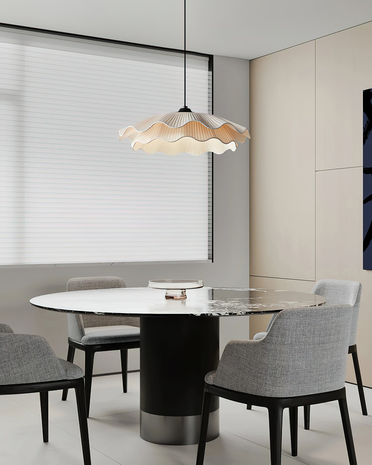 Calavie Wavy Pleated Pendant Light in Soft White