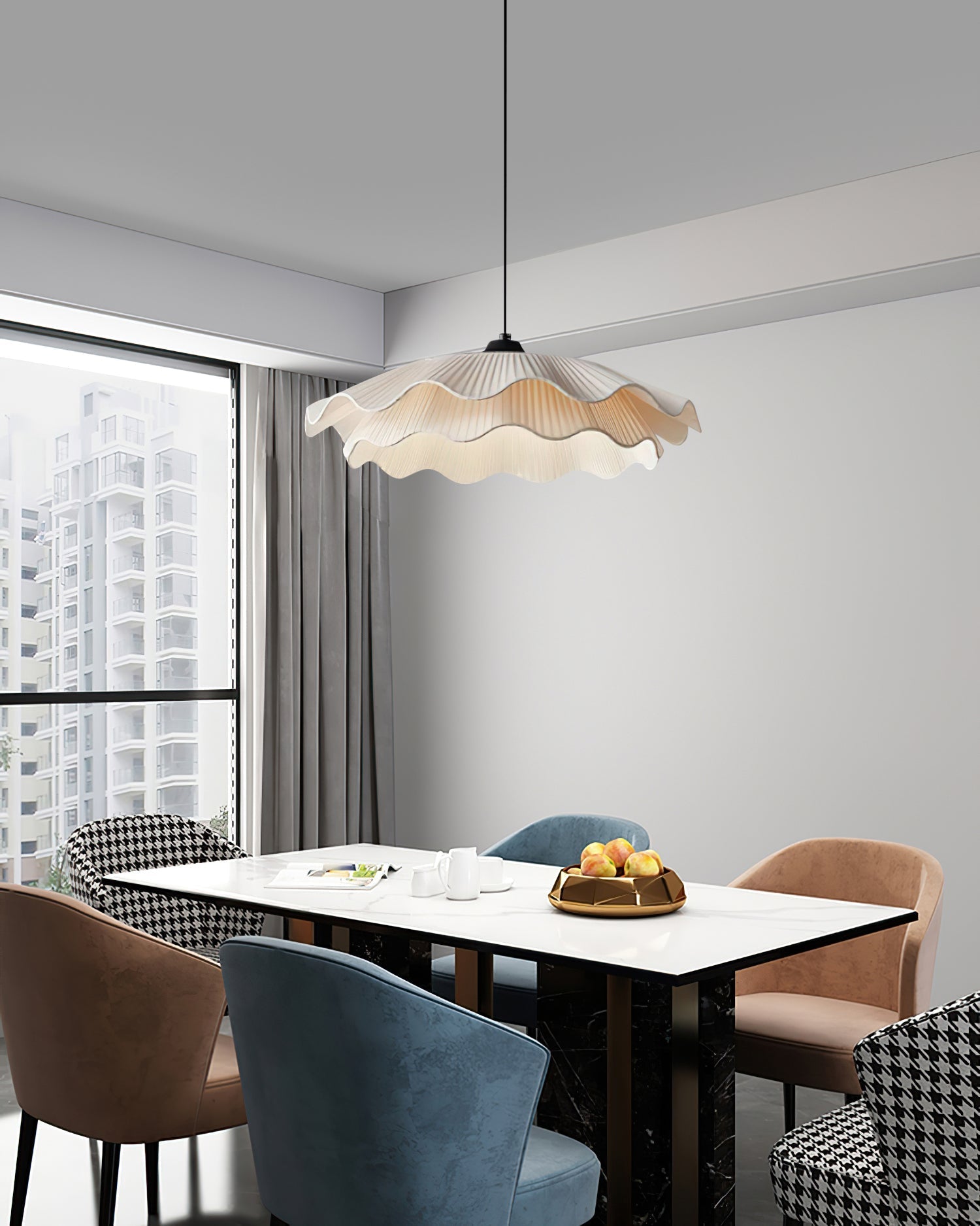 Calavie Wavy Pleated Pendant Light in Soft White