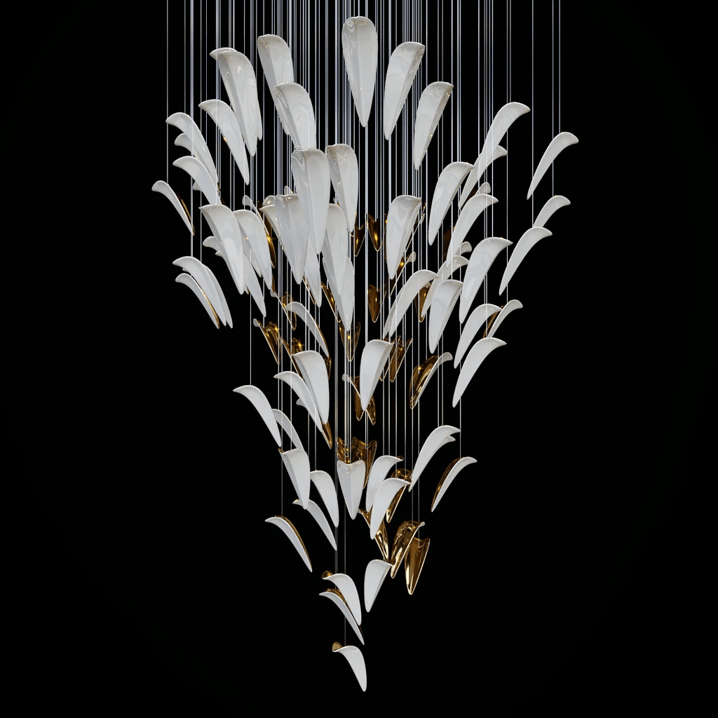 White Feather Art Deco Customize Chandelier-Neutral Decor
