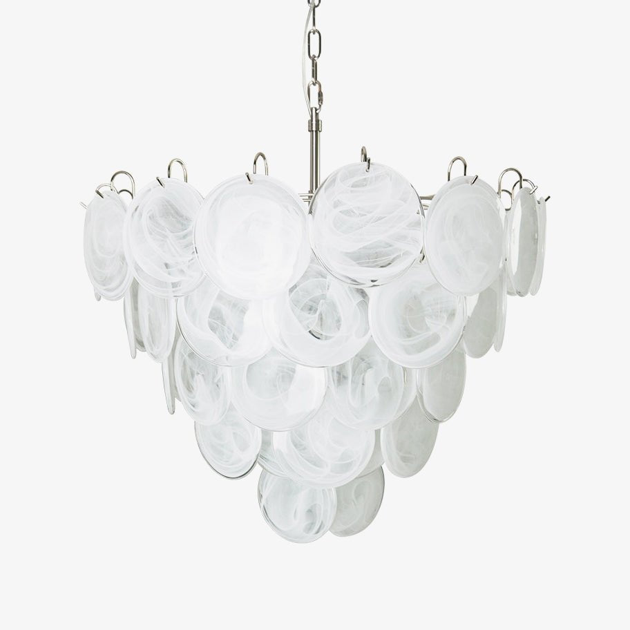 Aurora Chandelier White Murano Glass Disc Contemporary-Neutral Decor