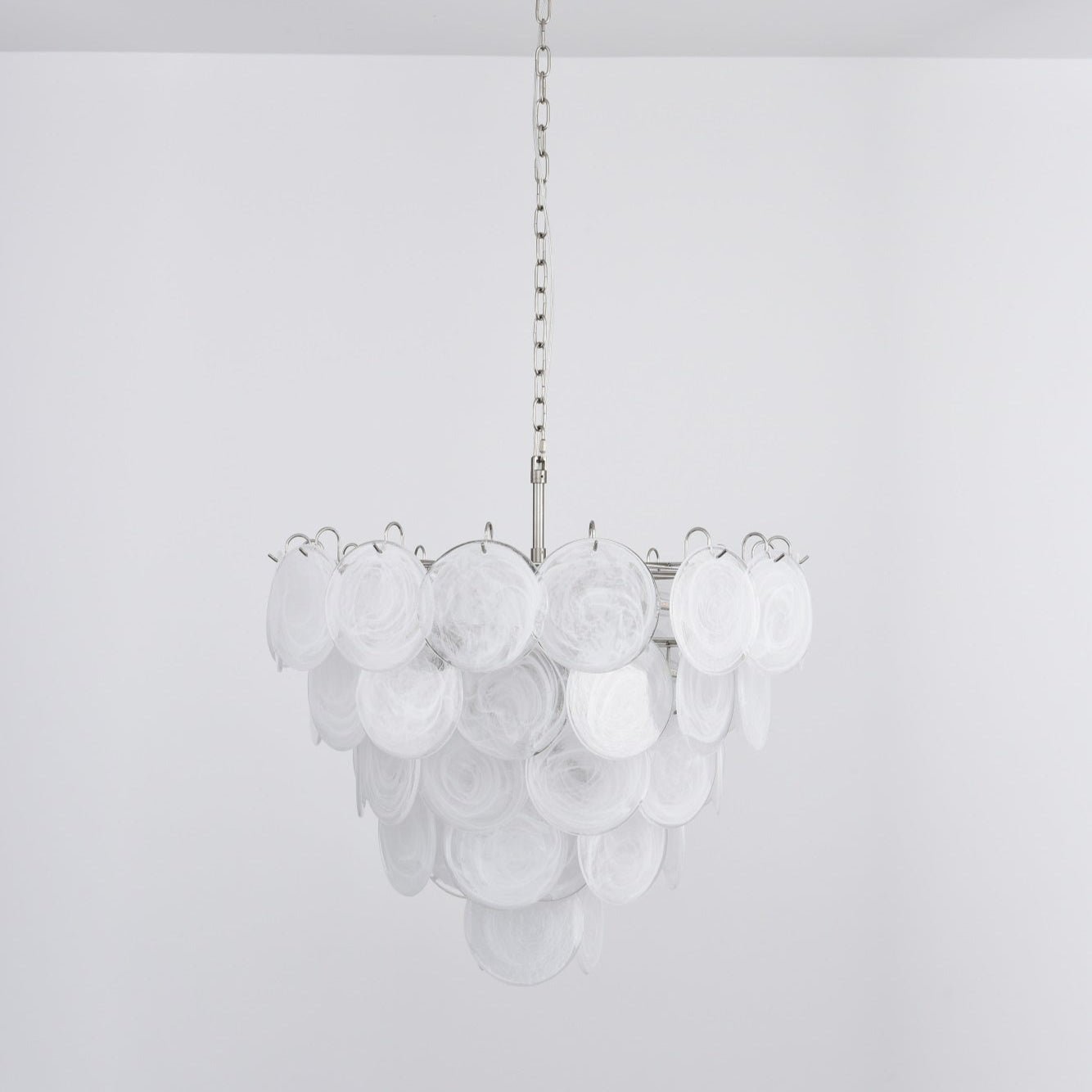 Aurora Chandelier White Murano Glass Disc Contemporary-Neutral Decor