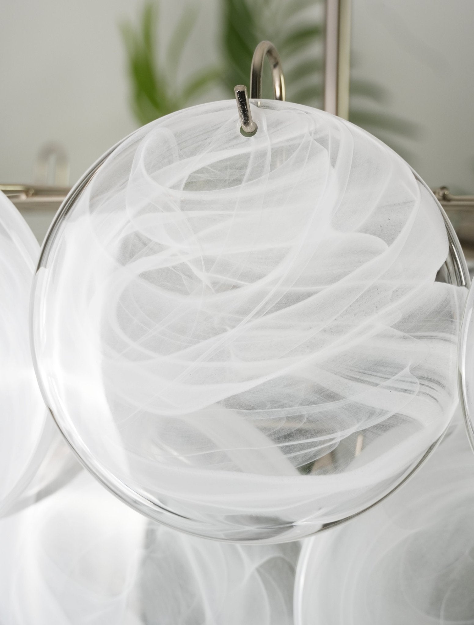 Aurora Chandelier White Murano Glass Disc Contemporary-Neutral Decor