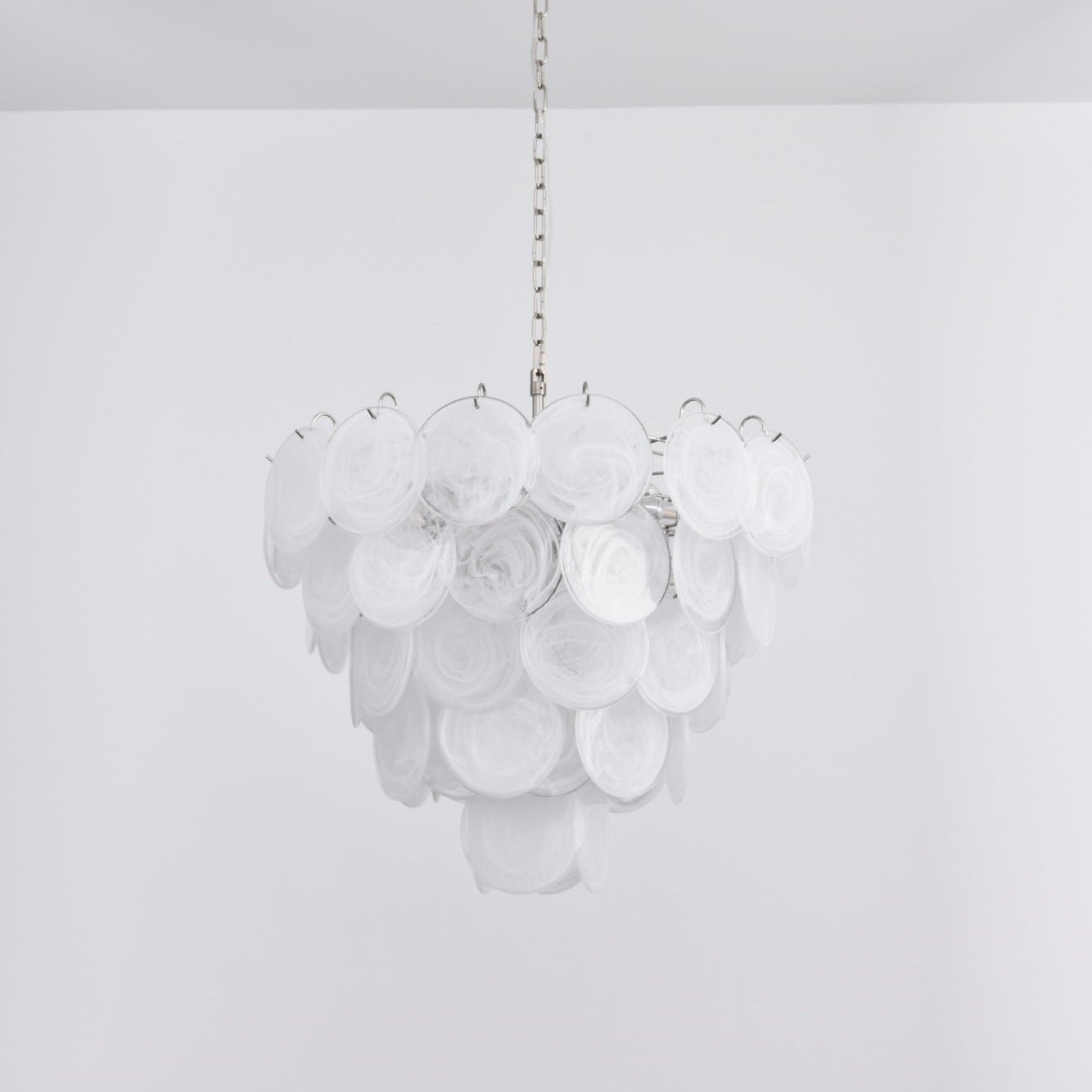 Aurora Chandelier White Murano Glass Disc Contemporary-Neutral Decor