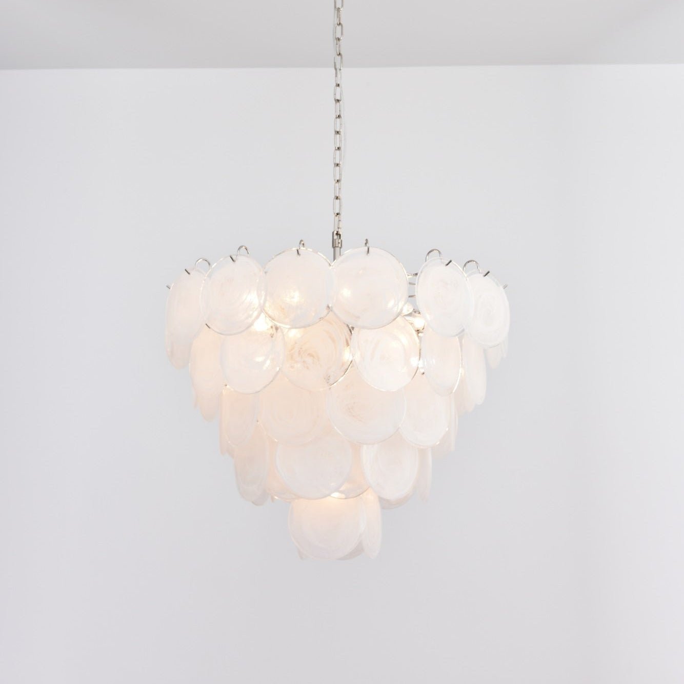 Aurora Chandelier White Murano Glass Disc Contemporary-Neutral Decor