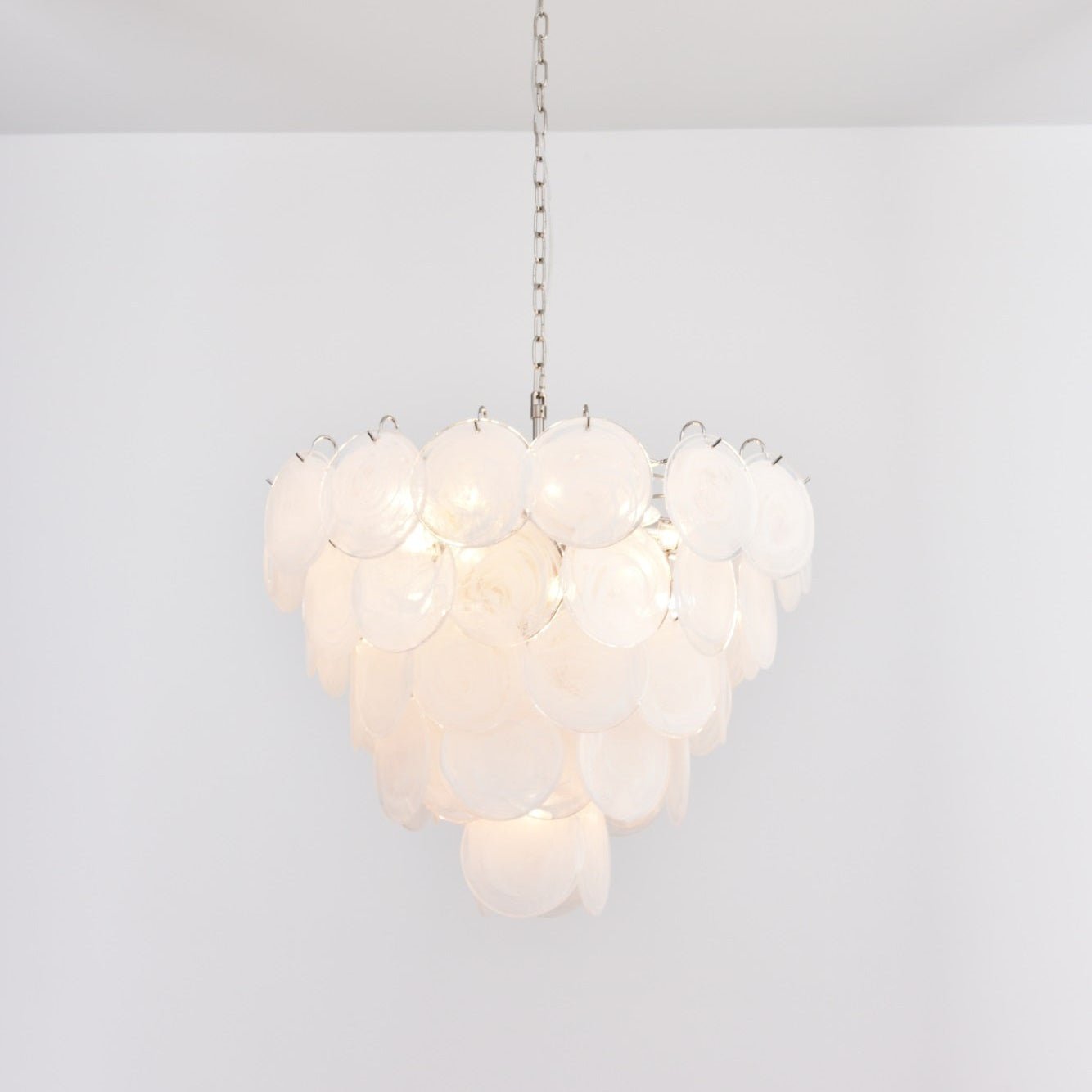 Aurora Chandelier White Murano Glass Disc Contemporary-Neutral Decor