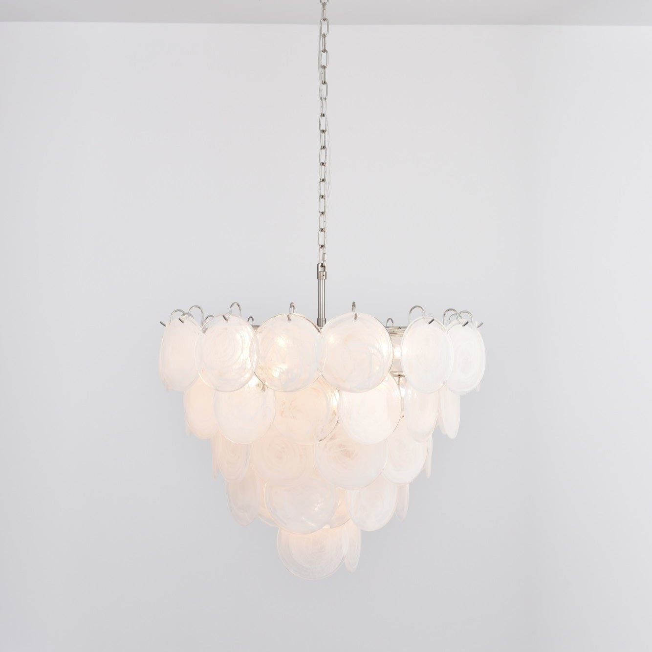 Aurora Chandelier White Murano Glass Disc Contemporary-Neutral Decor