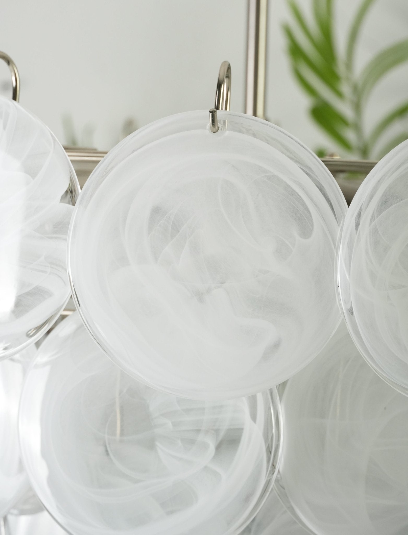 Aurora Chandelier White Murano Glass Disc Contemporary-Neutral Decor