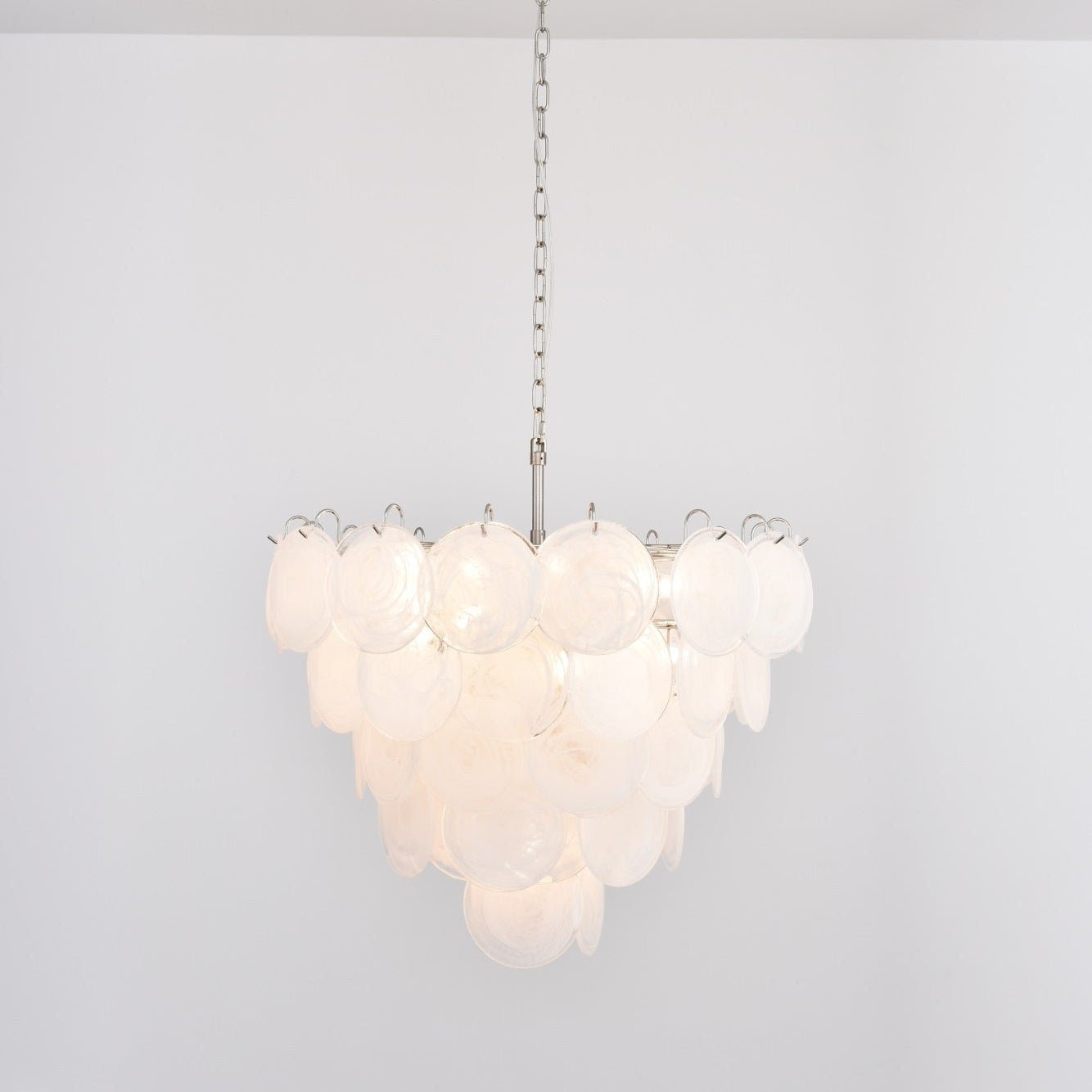 Aurora Chandelier White Murano Glass Disc Contemporary-Neutral Decor