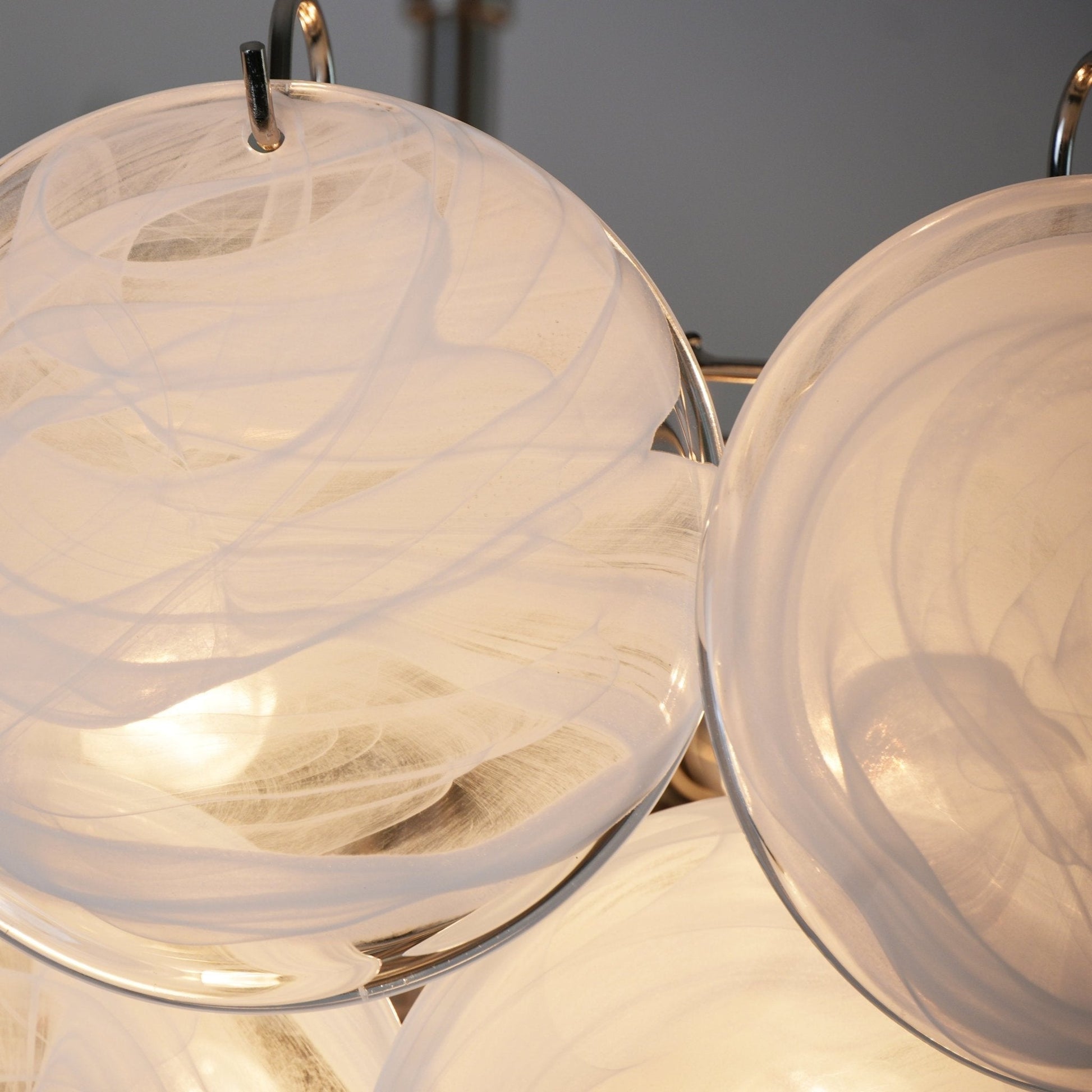 Aurora Chandelier White Murano Glass Disc Contemporary-Neutral Decor